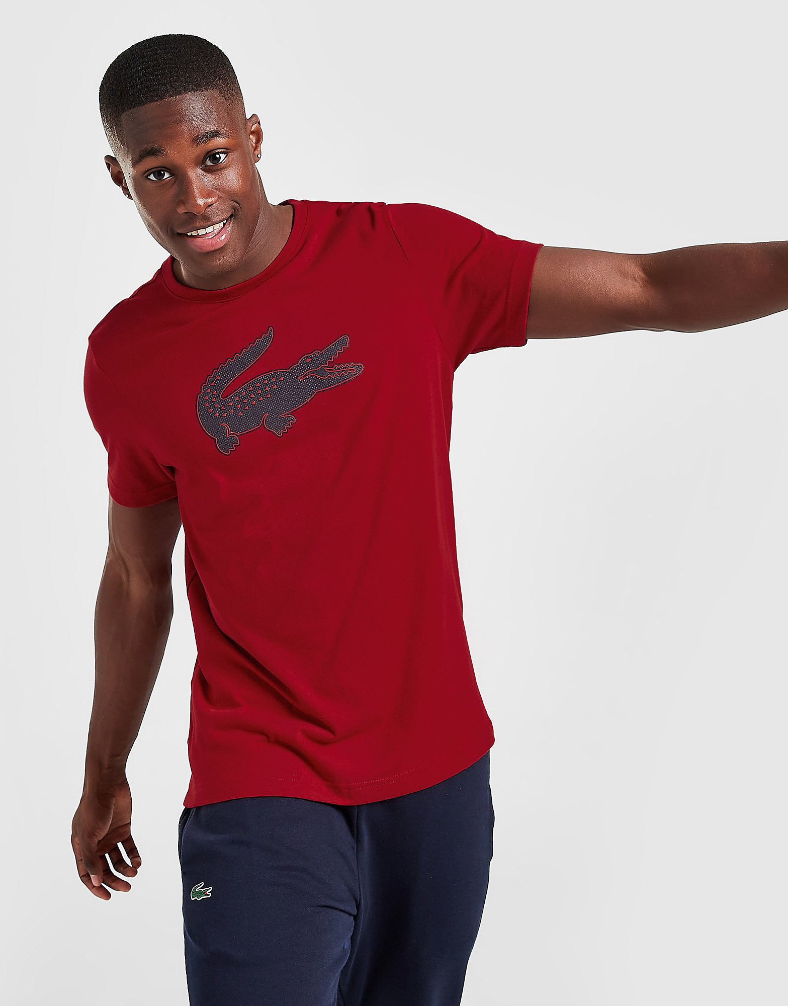 Lacoste Large Croc Logo T-Shirt - Red - Mens, Red