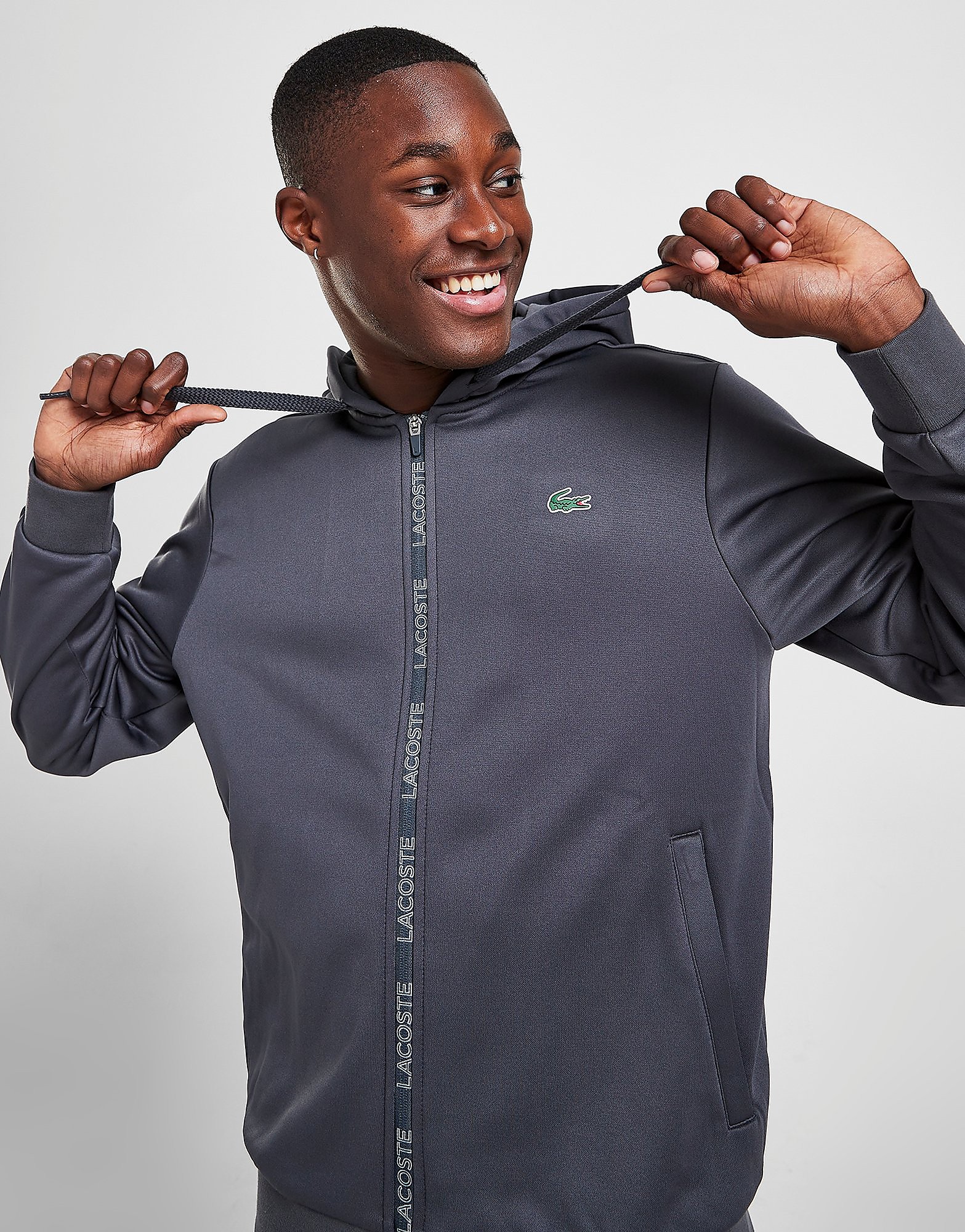 

Lacoste Poly Fleece Tape Zip Hoodie - Grey - Mens, Grey