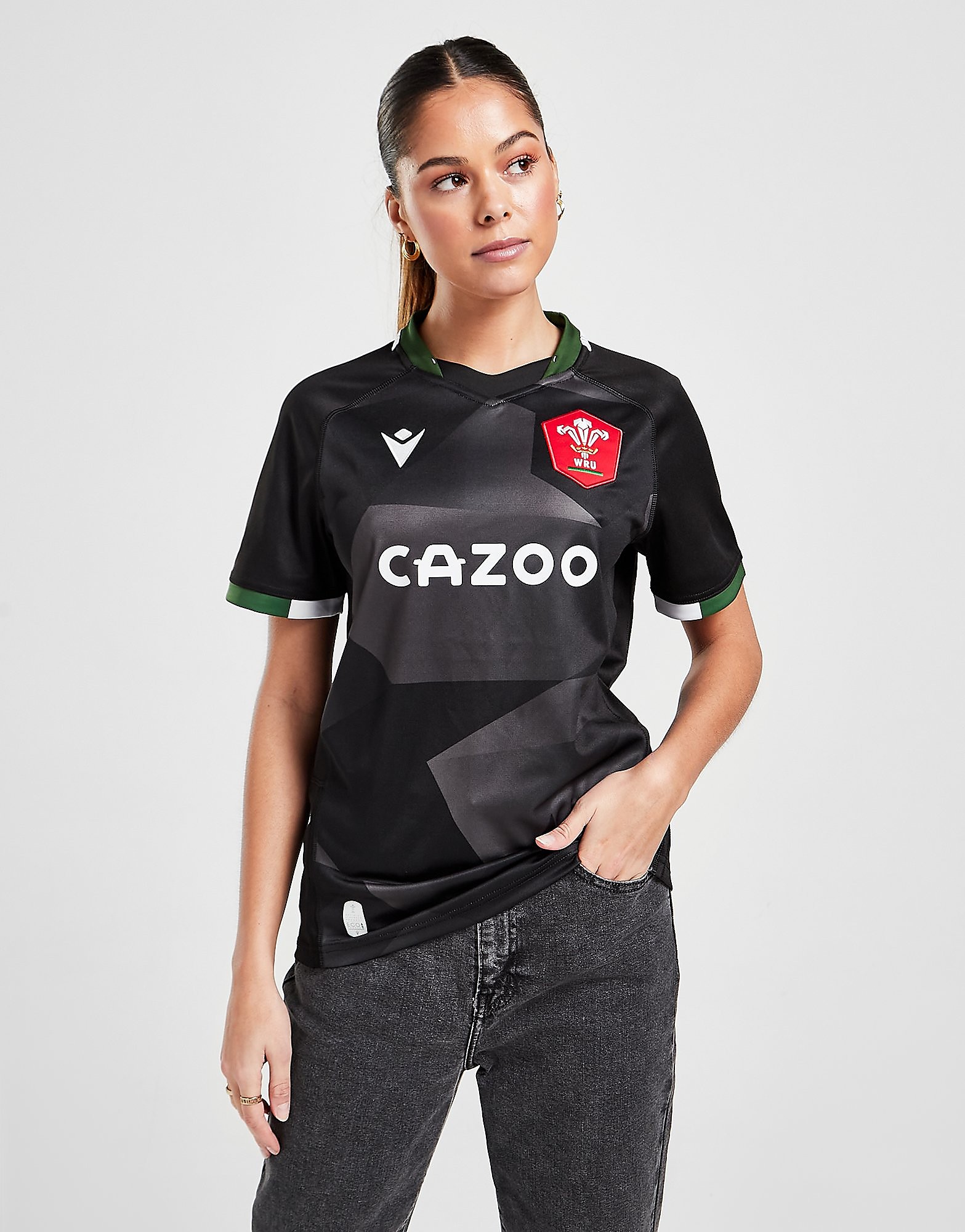 

Macron Welsh Rugby Union 2021/22 Away Shirt Women's - Black, Black