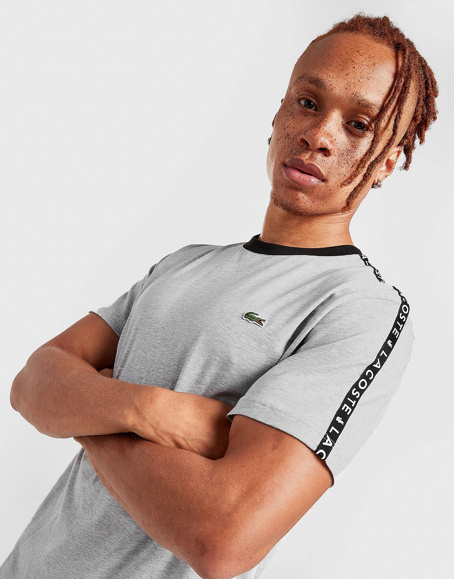 Lacoste Tape T-Shirt - Grey - Mens, Grey