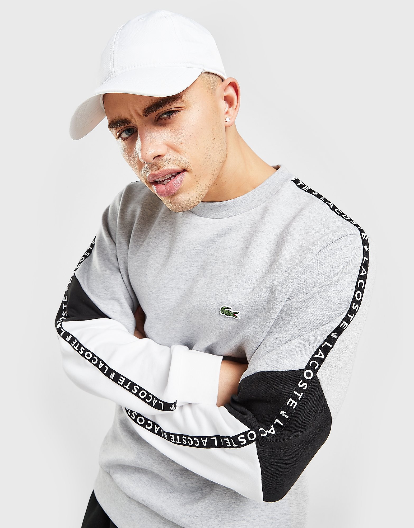

Lacoste Colour Block Tape Crew Sweatshirt - Grey - Mens, Grey
