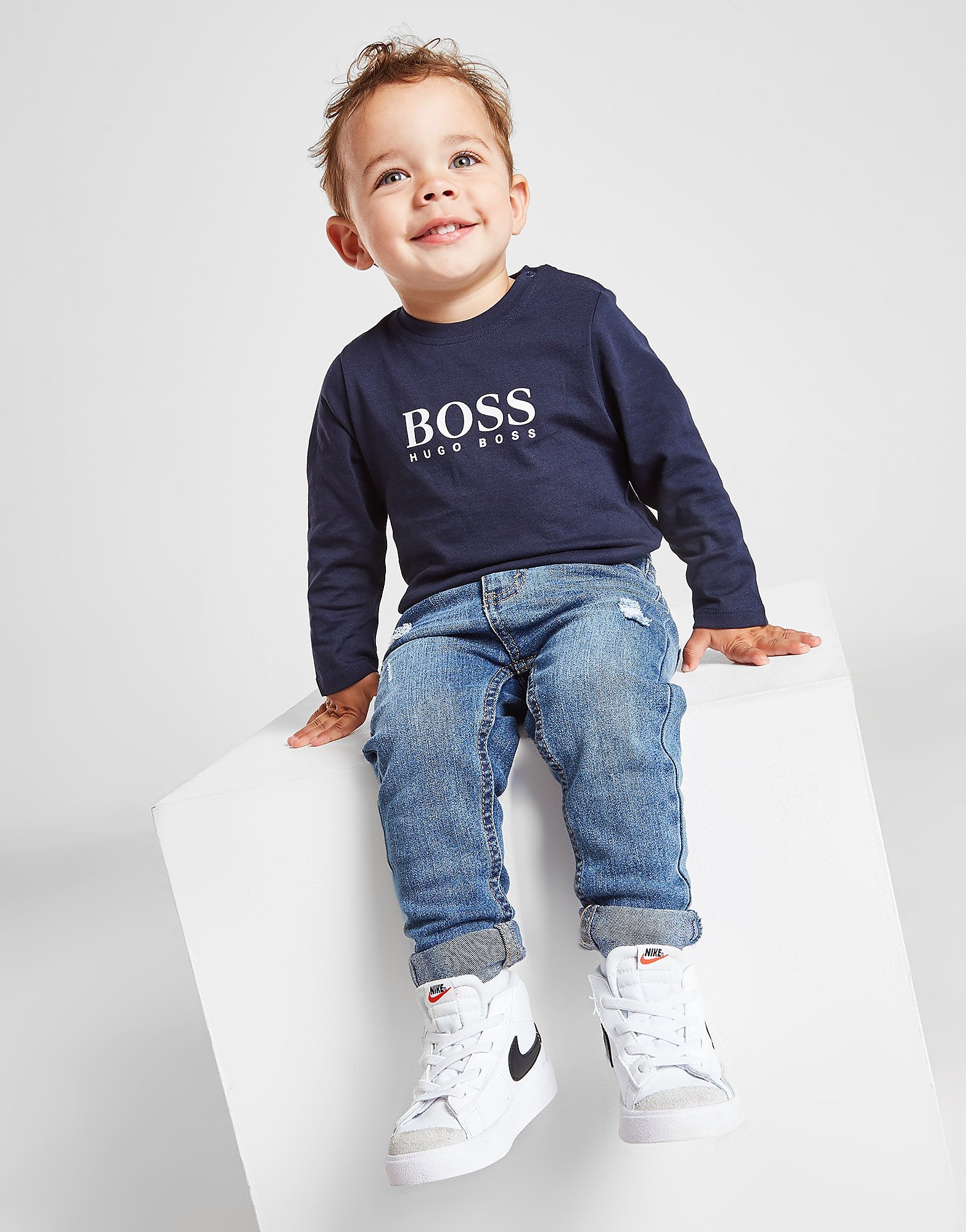 

BOSS Large Logo Long Sleeve T-Shirt Infant - Navy - Kids, Navy
