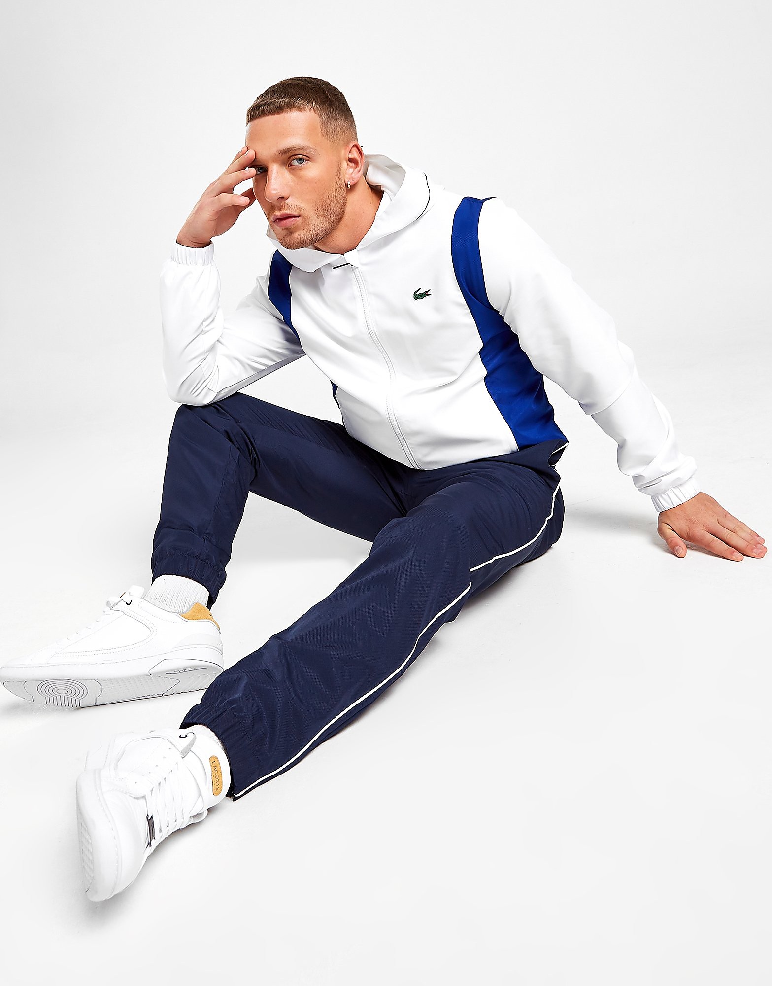 

Lacoste Vertical Panel Hooded Tracksuit - White - Mens, White