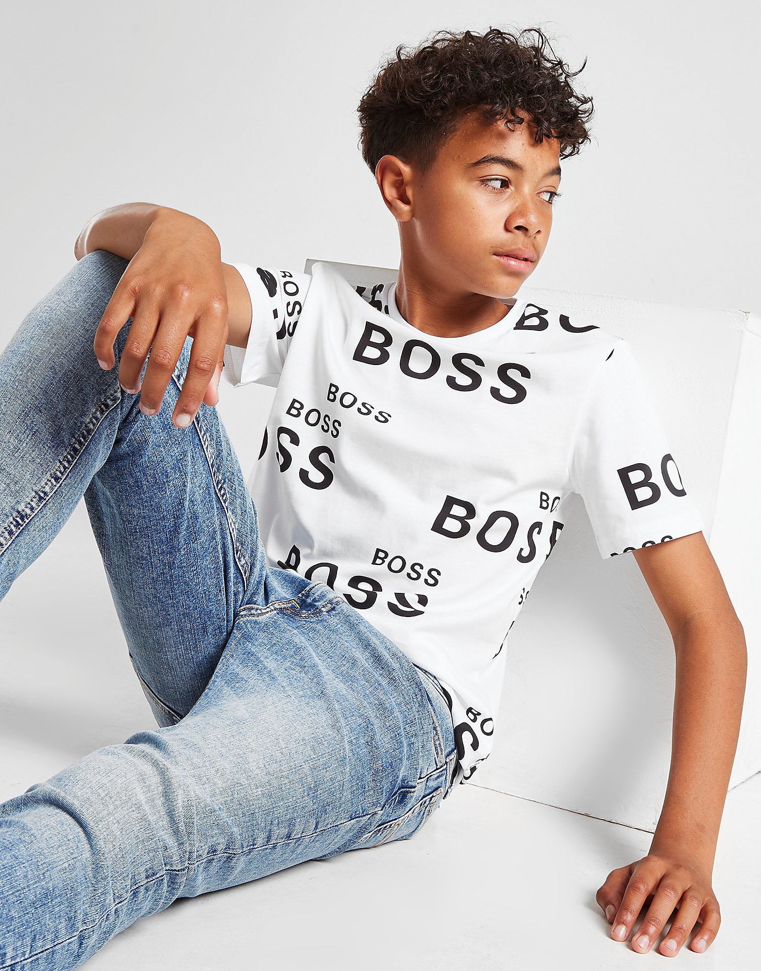 

BOSS All Over Print Logo T-Shirt Junior - White - Kids, White