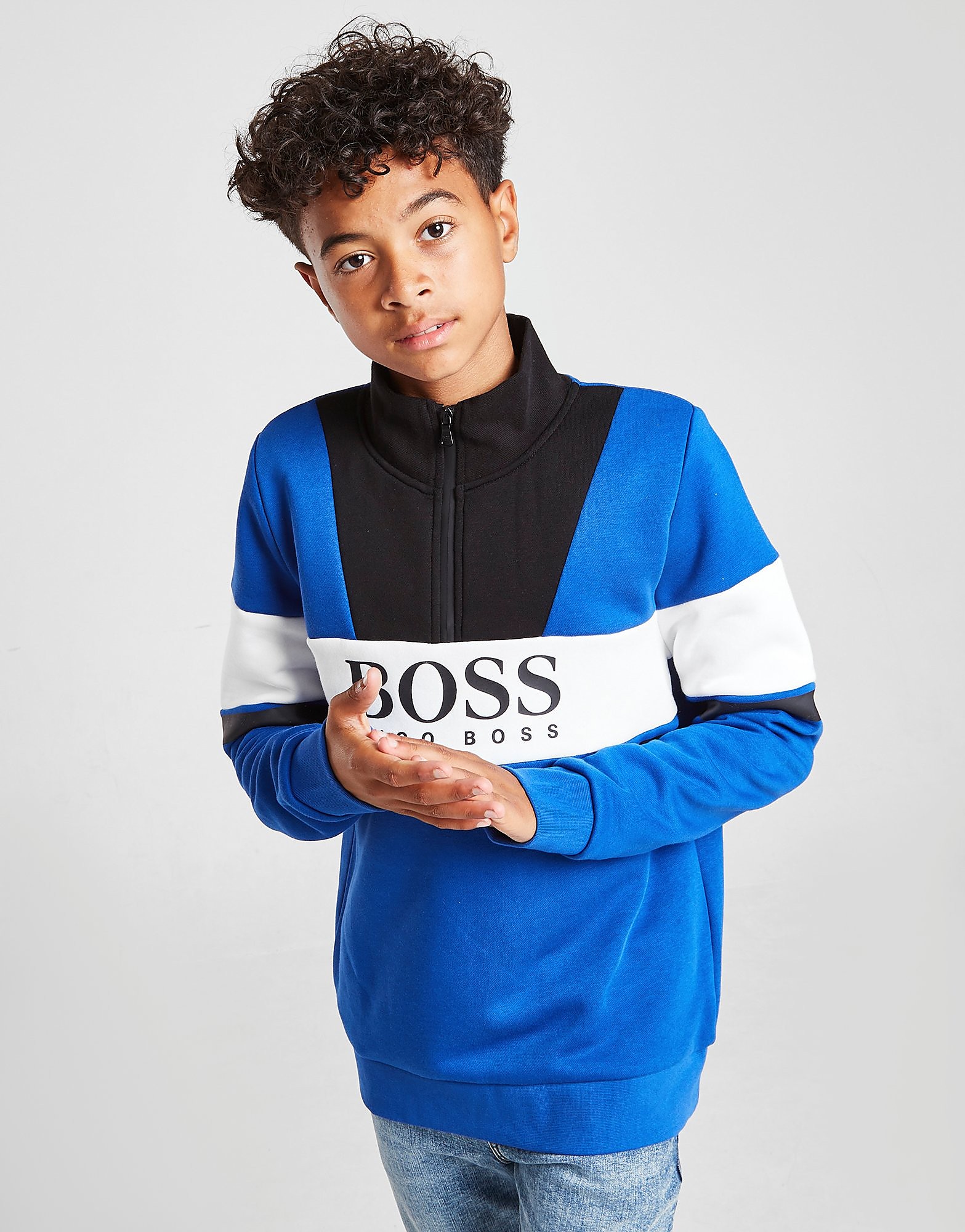 

BOSS Colour Block 1/2 Zip Fleece Top Junior - Blue - Kids, Blue