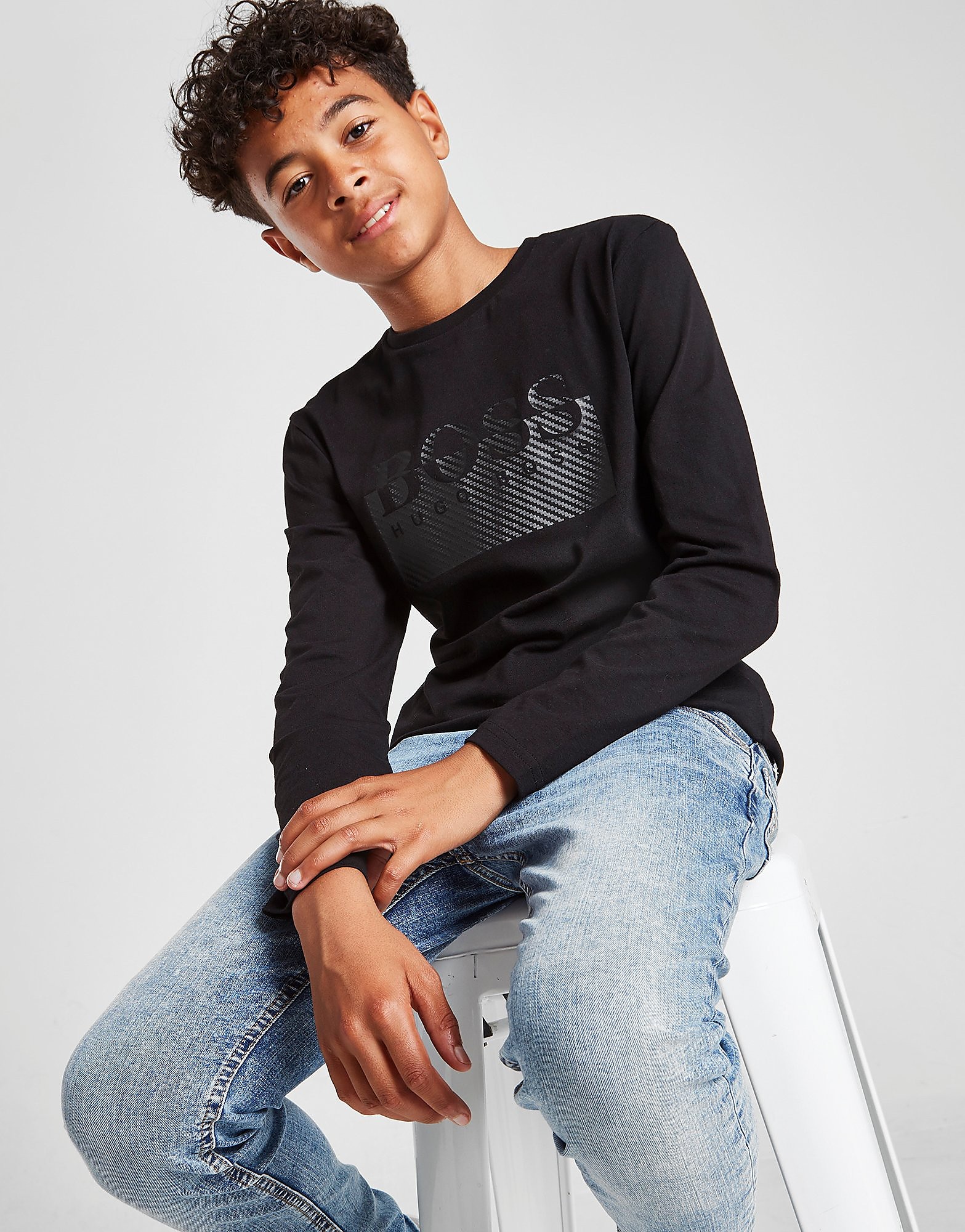 

BOSS Essential Logo Long Sleeve T-Shirt Junior - Black - Kids, Black