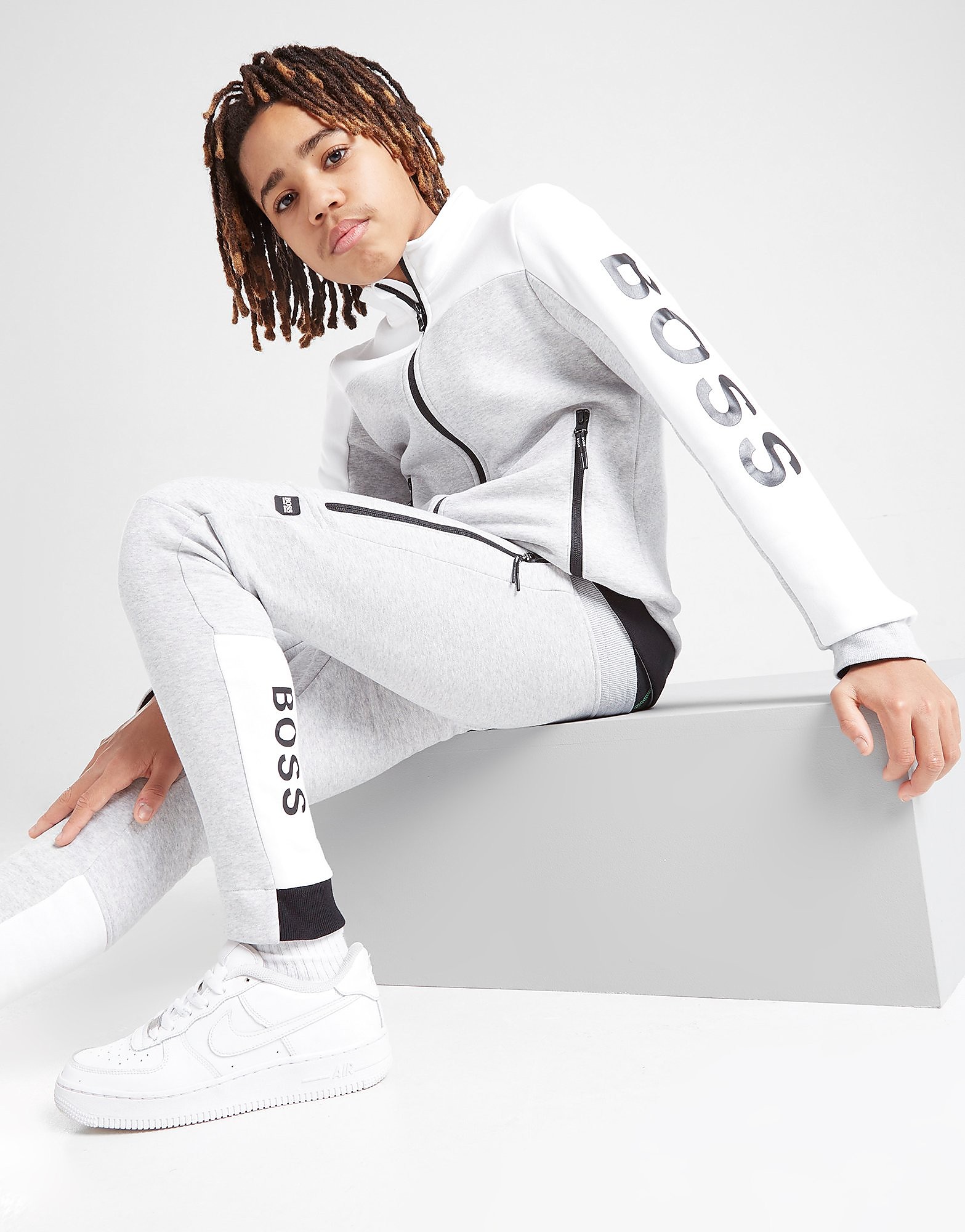 

BOSS Colour Block Fleece Joggers Junior - Grey - Kids, Grey