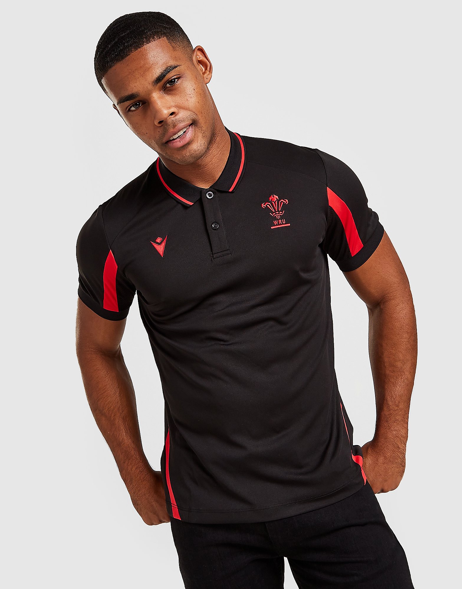

Macron Welsh Rugby 2021/22 Polo Shirt - Black - Mens, Black