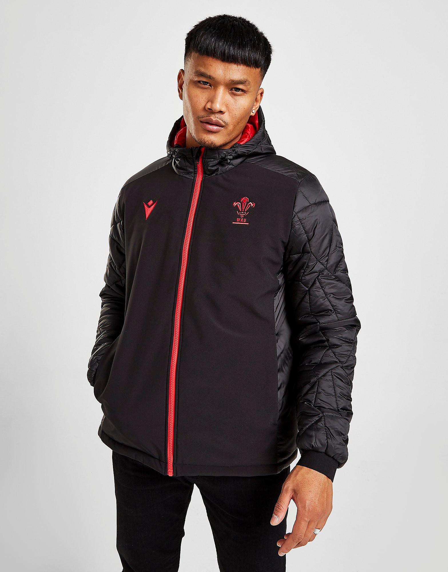 

Macron Welsh Rugby 21/22 Padded Bomber Jacket - Black - Mens, Black