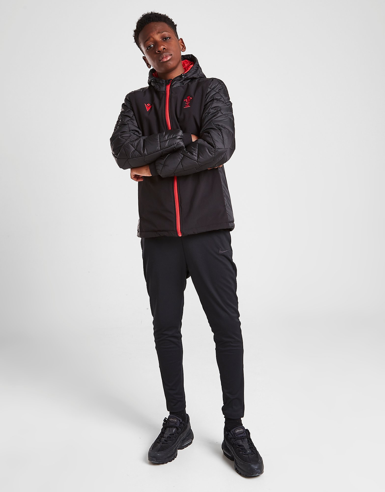 

Macron Welsh Rugby 21/22 Padded Bomber Jacket - Black - Kids, Black