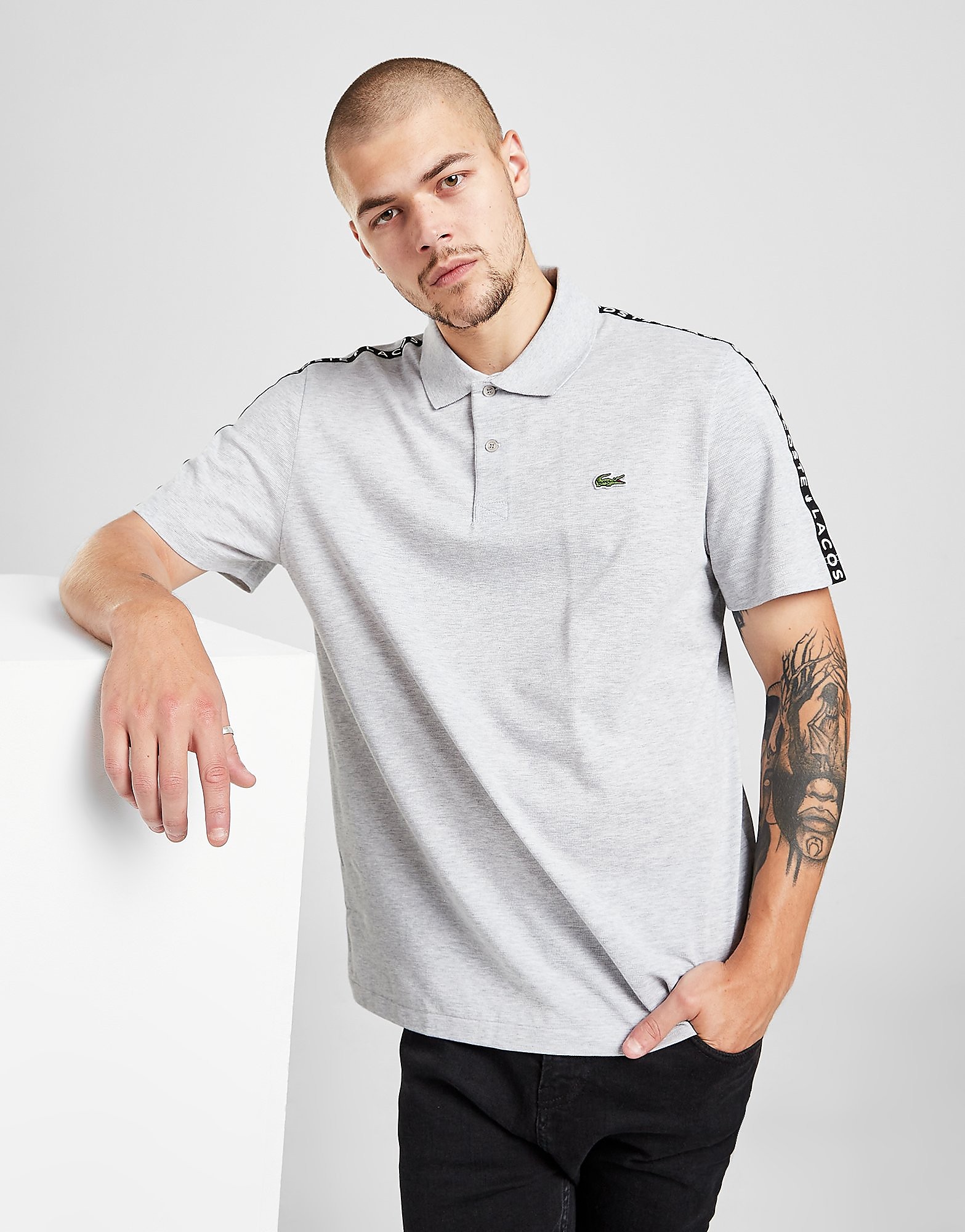 

Lacoste Tape Polo Shirt - Grey - Mens, Grey