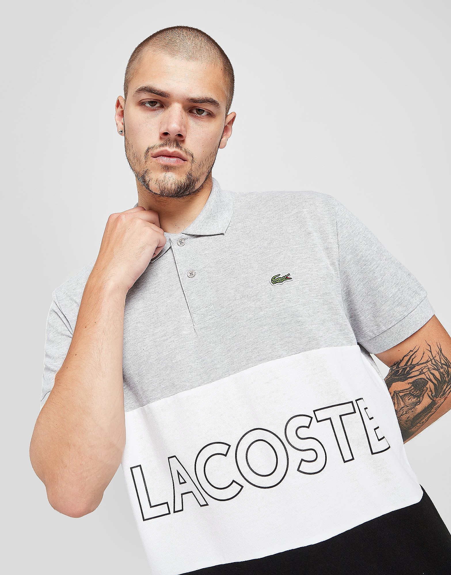 

Lacoste Colour Block Linear Polo Shirt - Grey - Mens, Grey