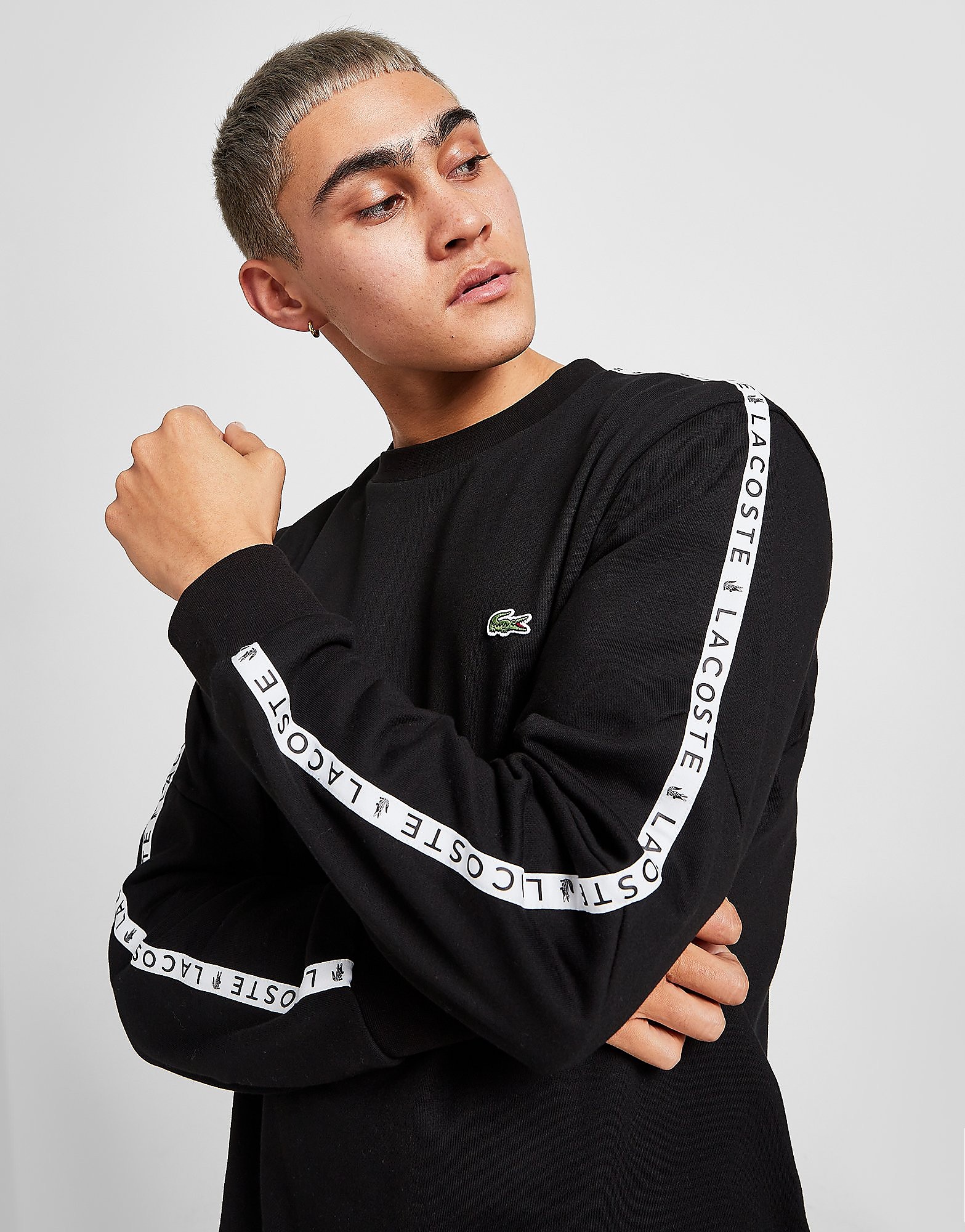 Lacoste Tape Crew Sweatshirt - Black - Mens, Black