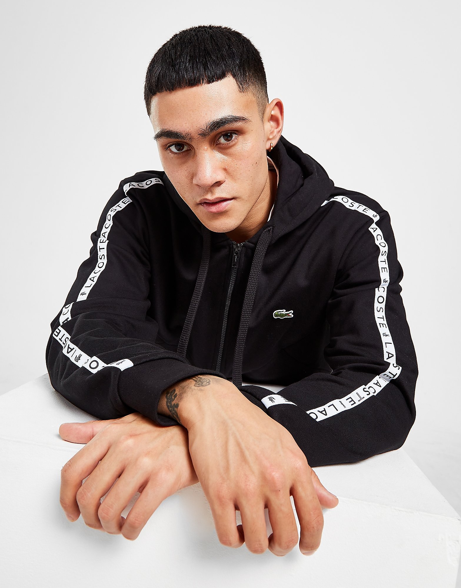 

Lacoste Colour Block Tape Hoodie - Black - Mens, Black