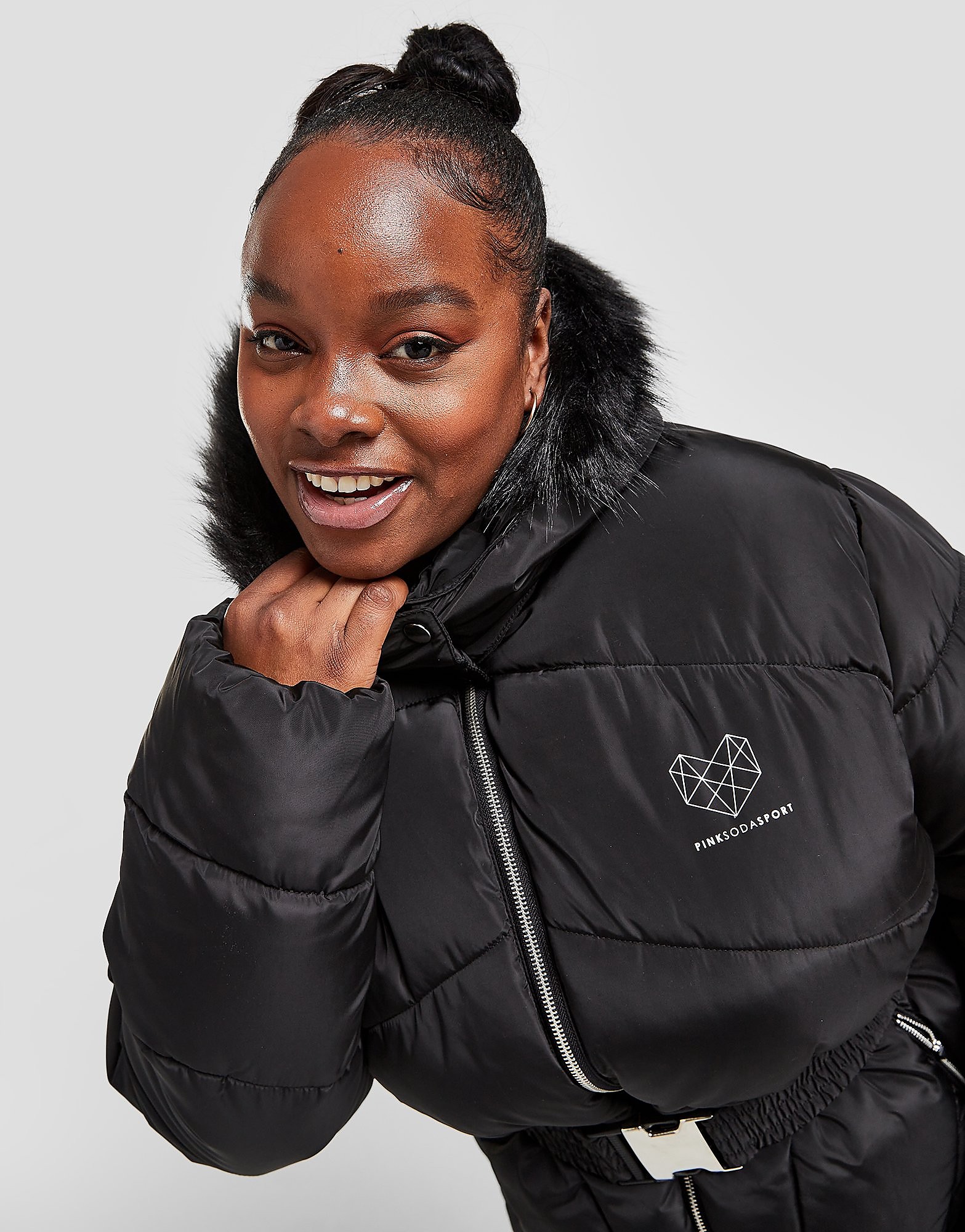 

Pink Soda Sport Anaheim Plus Size Belted Padded Jacket - Only at JD - Black - Womens, Black