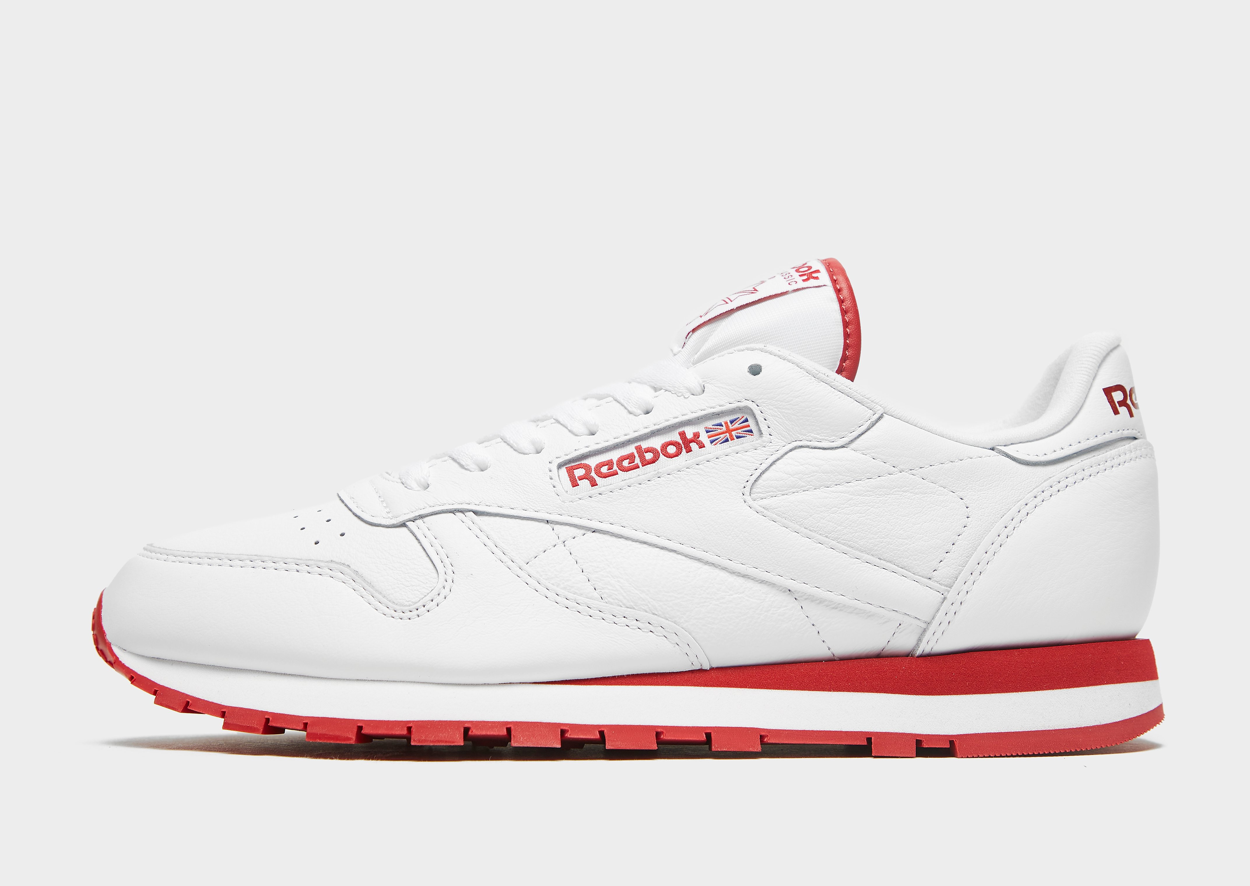

Reebok Classic Leather - Cloud White / Flash Red / Cloud White - Womens, Cloud White / Flash Red / Cloud White