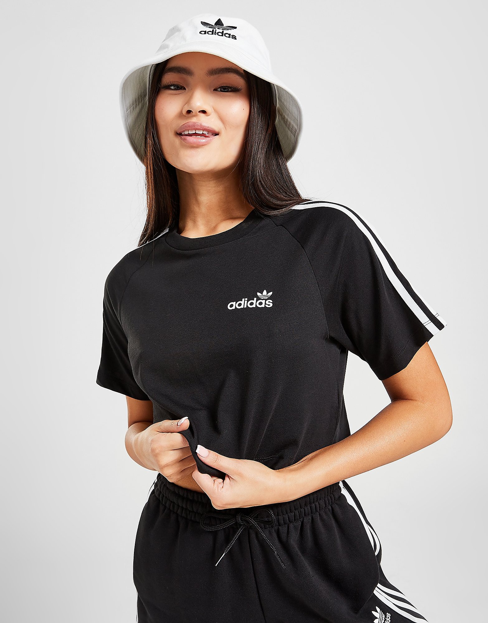 

adidas Originals 3-Stripes Linear Crop T-Shirt - Only at JD - BLACK - Womens, BLACK