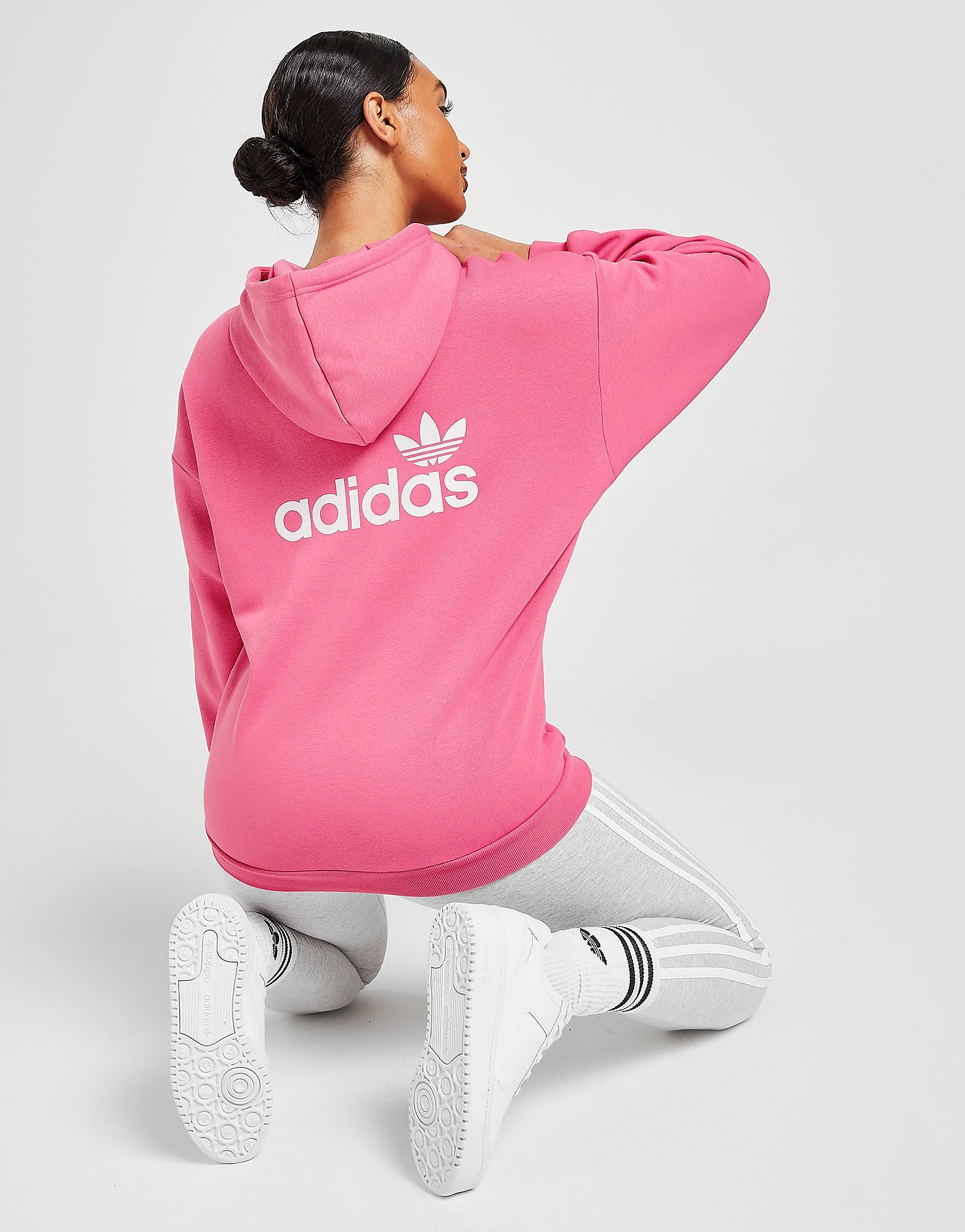 

adidas Originals 3-Stripes Linear Overhead Hoodie - Pink - Womens, Pink
