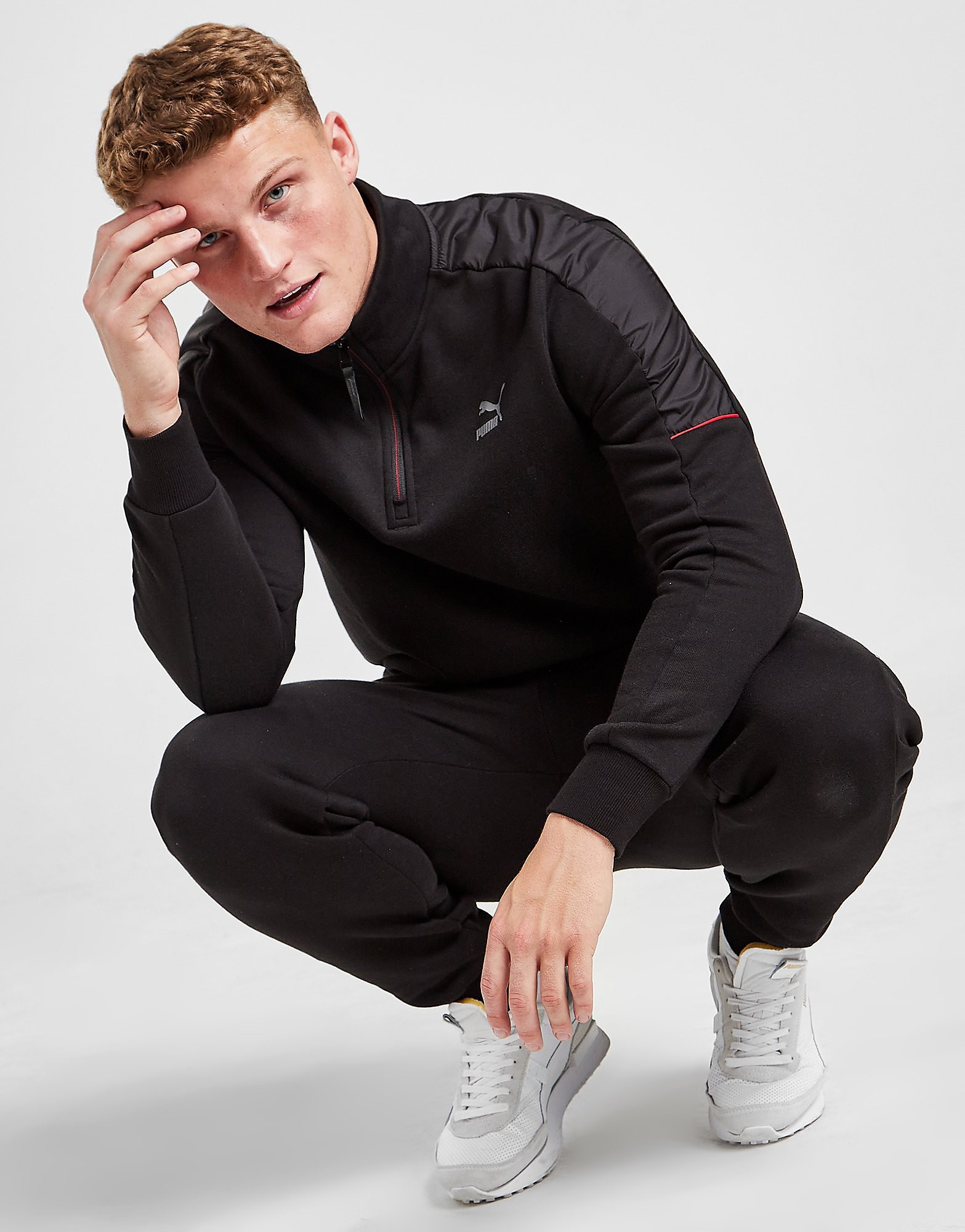 Puma CLSX+ 1/2 Zip Sweatshirt - Black - Mens, Black