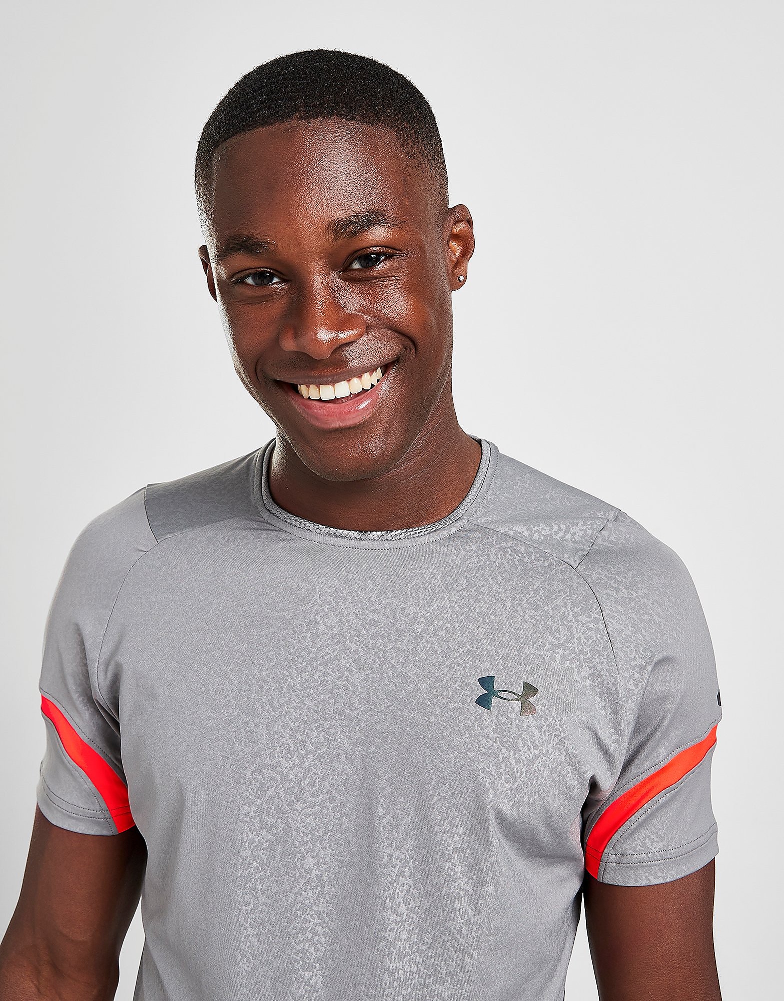 

Under Armour Rush Emboss T-Shirt - Grey - Mens, Grey