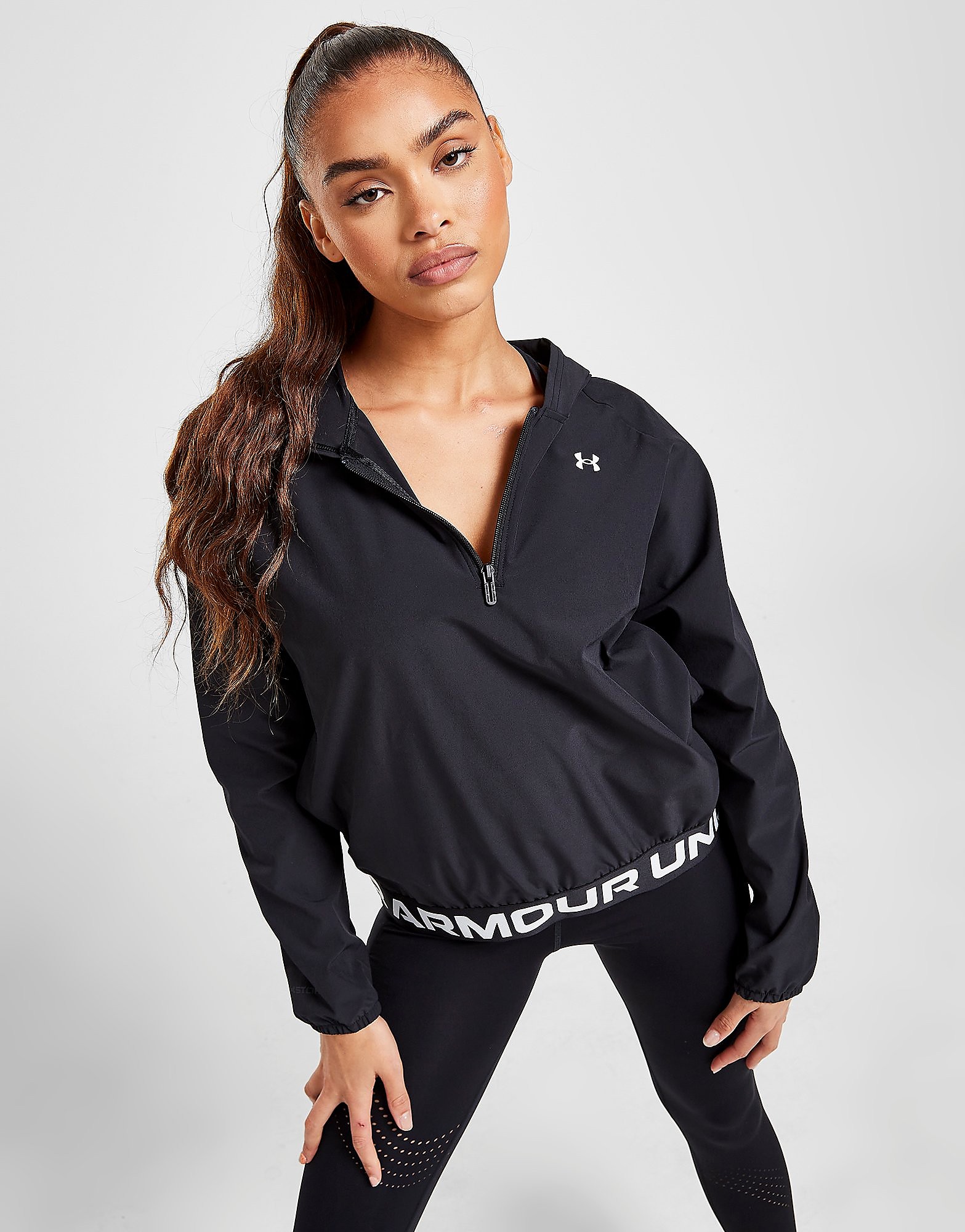 

Under Armour Wordmark Woven 1/4 Zip Track Top - Only at JD - Black - Womens, Black