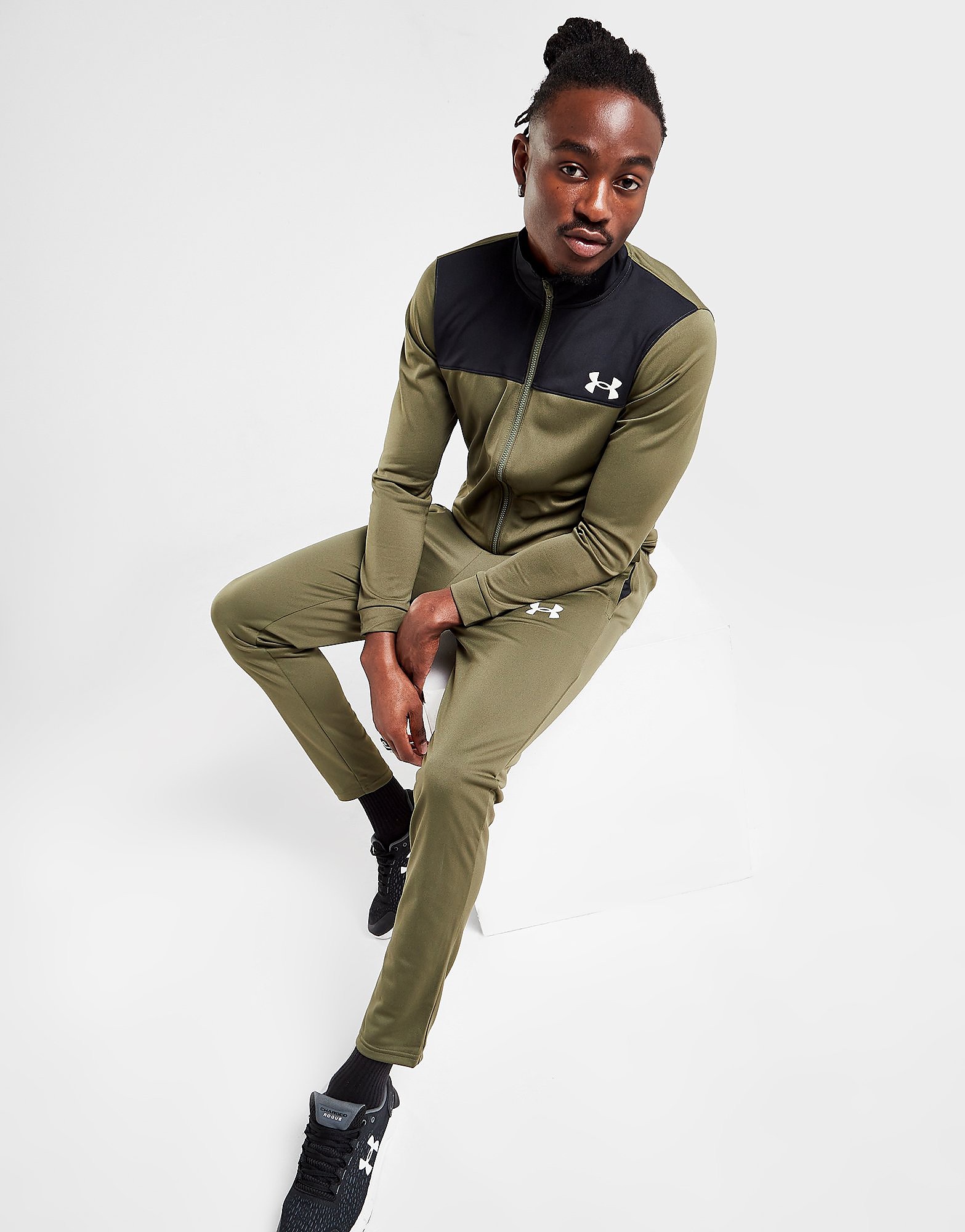 

Under Armour Colour Block Poly Tracksuit - Green - Mens, Green