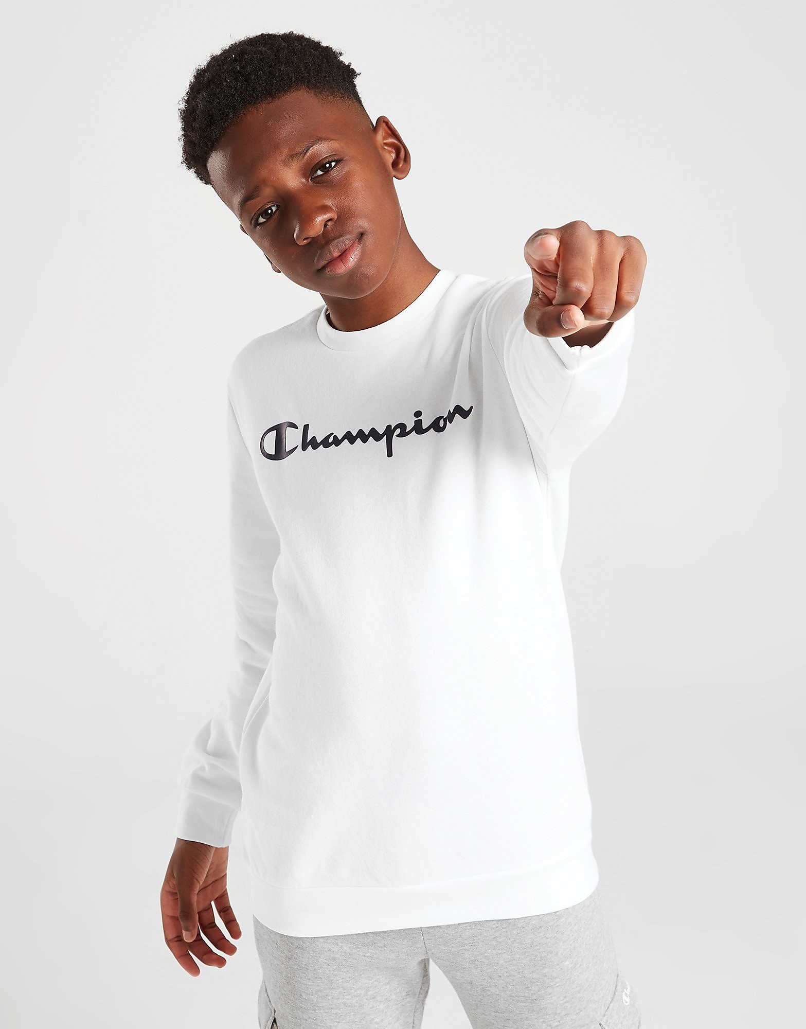 Champion Legacy Fleece Crew Sweatshirt Junior - White - Kids, White
