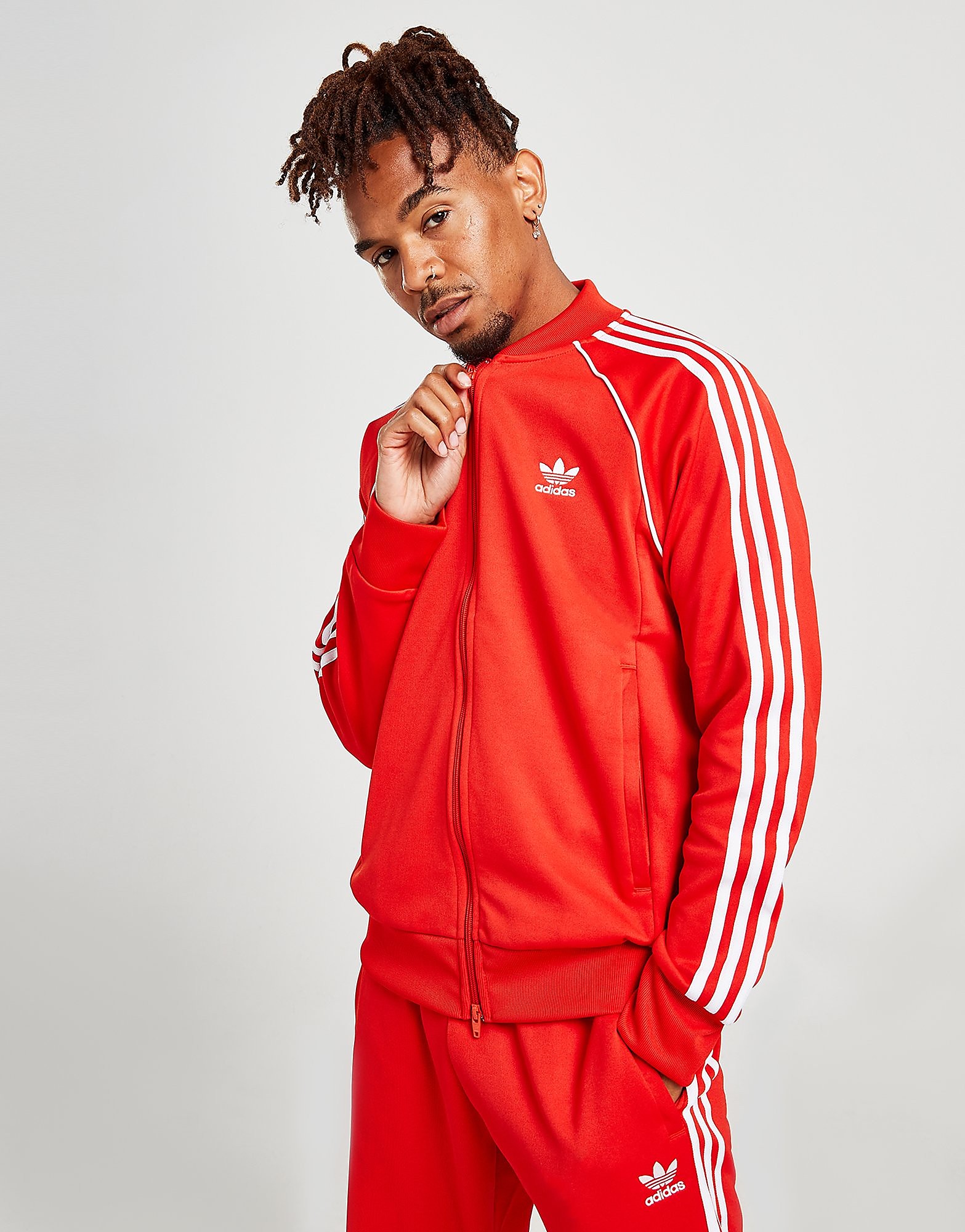 adidas Originals SS Track Top - Red / White - Mens, Red / White