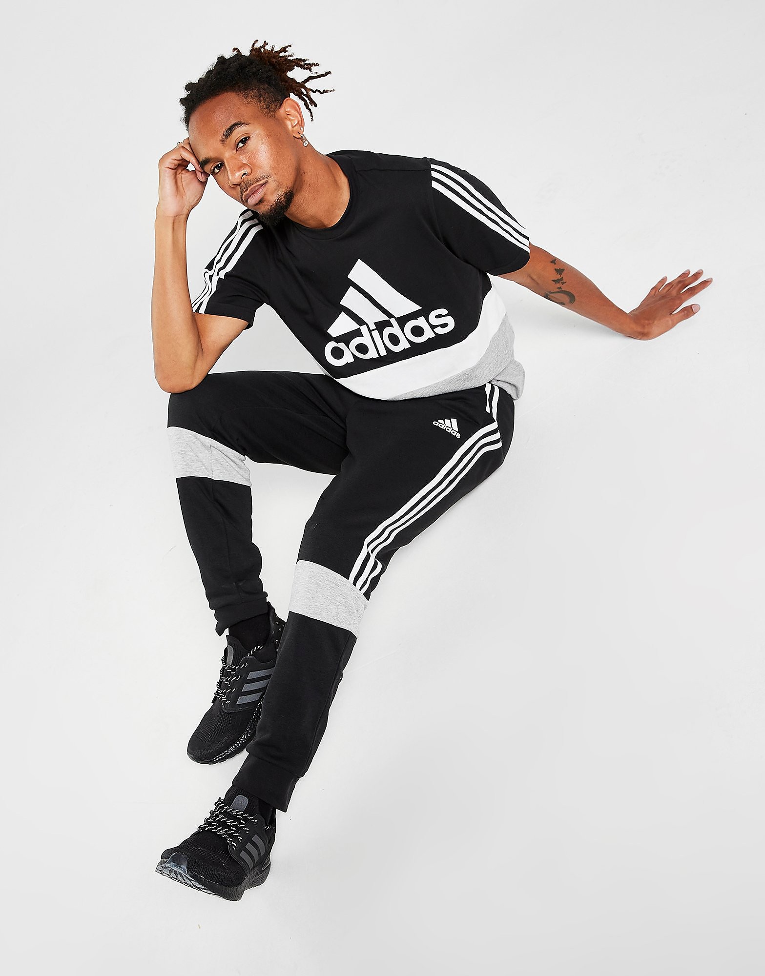 

adidas Badge of Sport Colour Block Track Pants - Black / White / Medium Grey Heather - Mens, Black / White / Medium Grey Heather