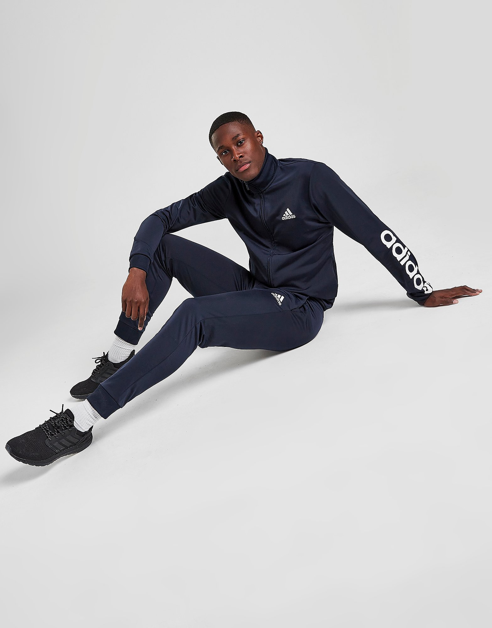 

adidas Badge of Sport Poly Linear Tracksuit - Navy - Mens, Navy