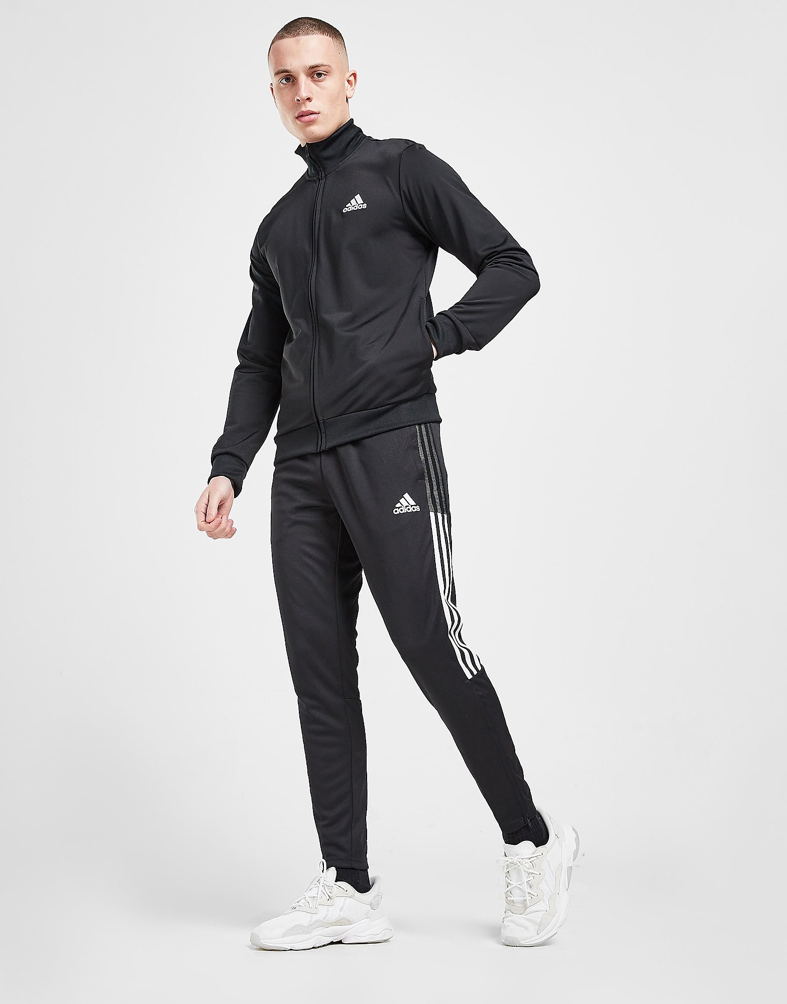 

adidas Badge of Sport Poly Tracksuit - Black / White - Mens, Black / White