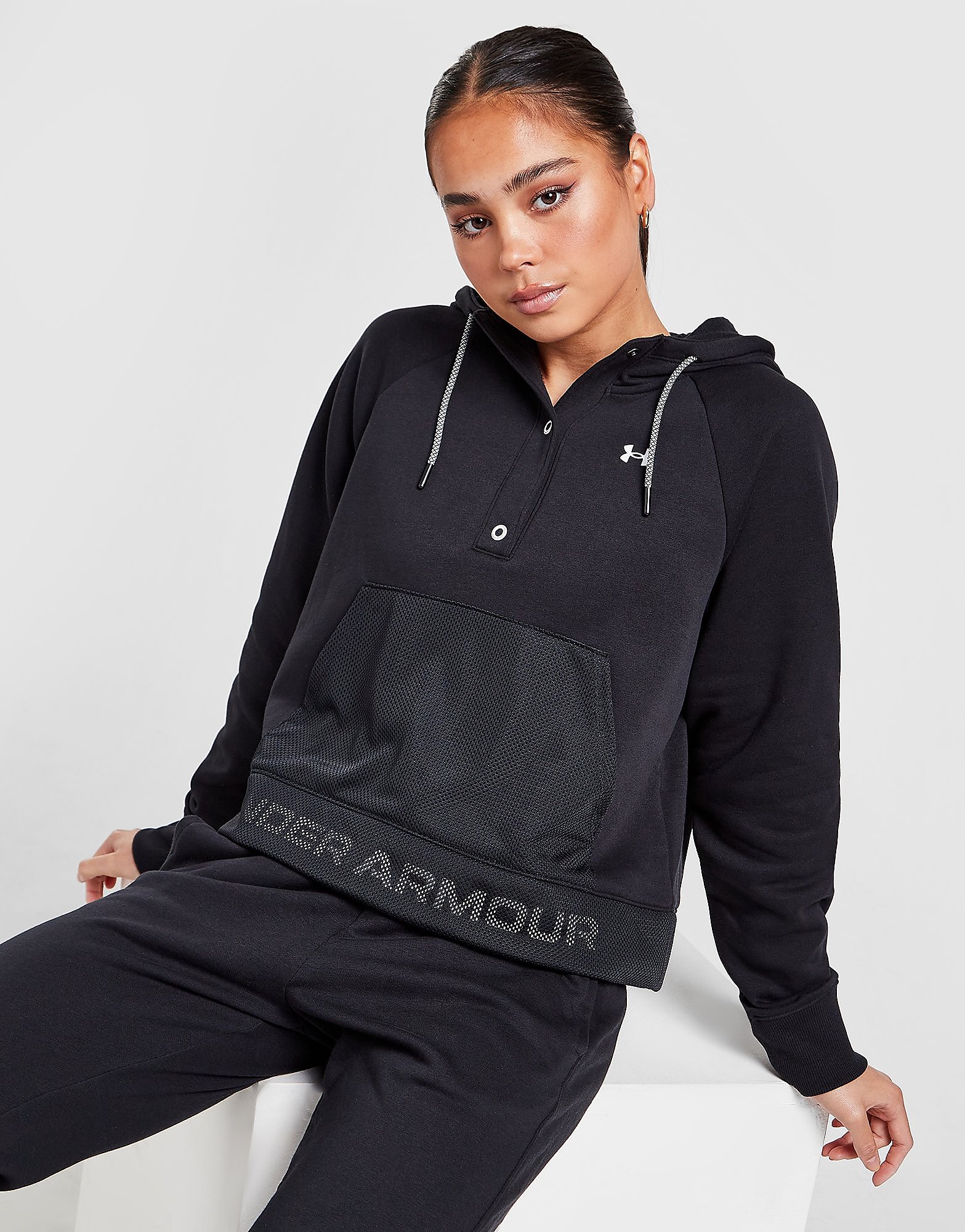 

Under Armour Rival Mesh Crop Hoodie - Black - Womens, Black