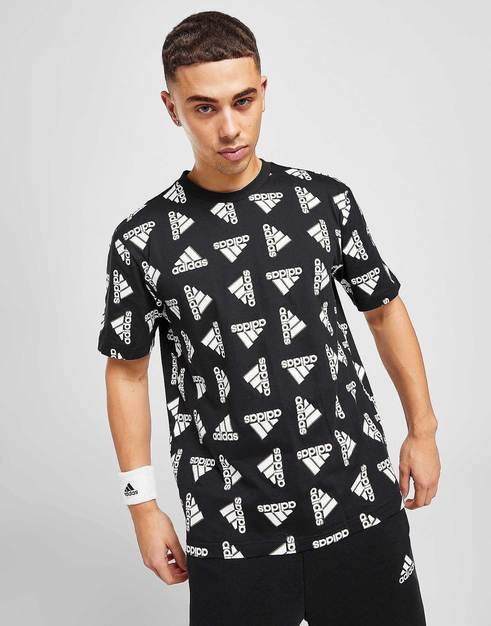 

adidas Badge of Sport All Over Print T-Shirt - Black - Mens, Black