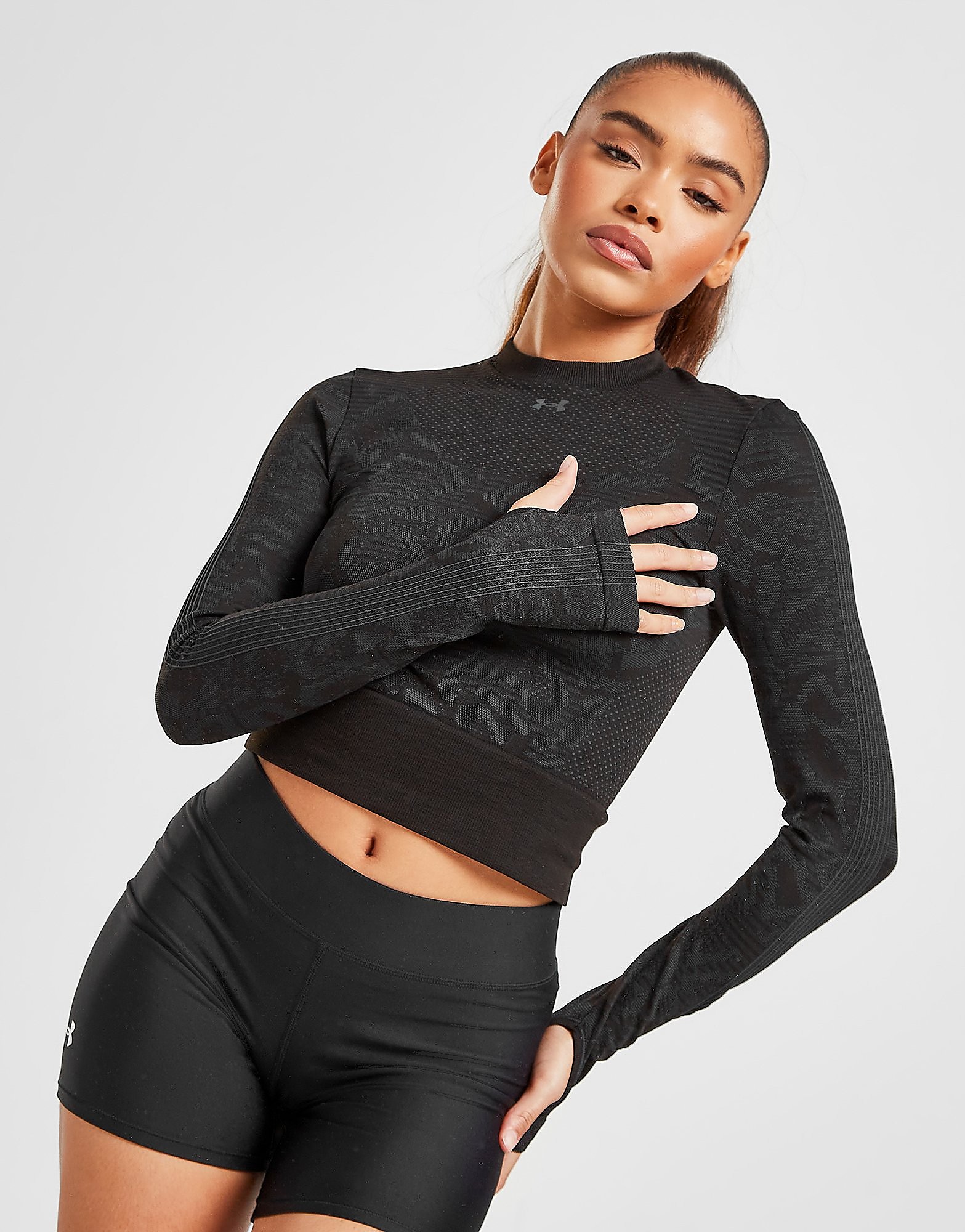 

Under Armour RUSH Seamless Long Sleeve Crop Top - Black - Womens, Black
