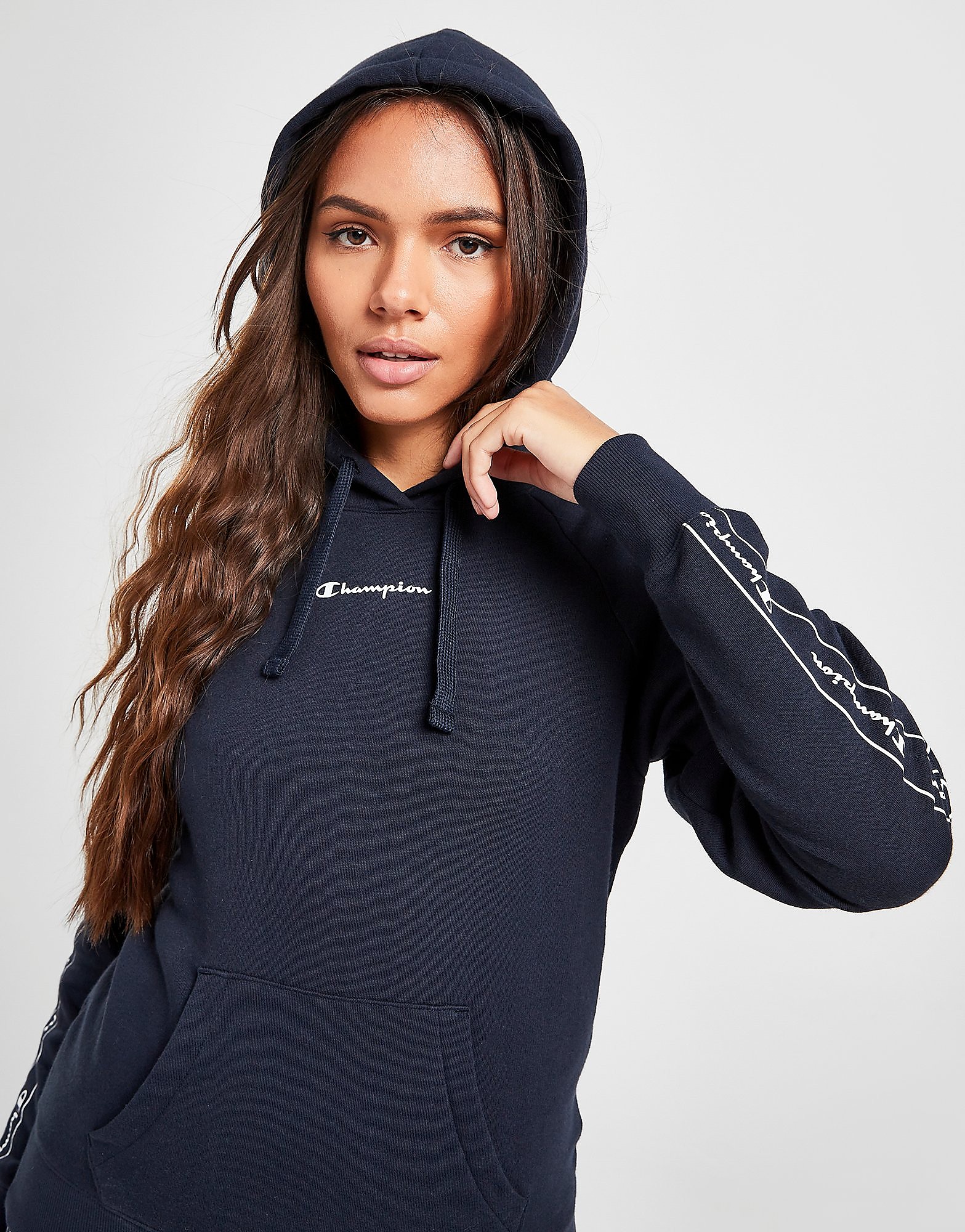 

Champion Tape Sleeve Overhead Hoodie - Blue - Womens, Blue