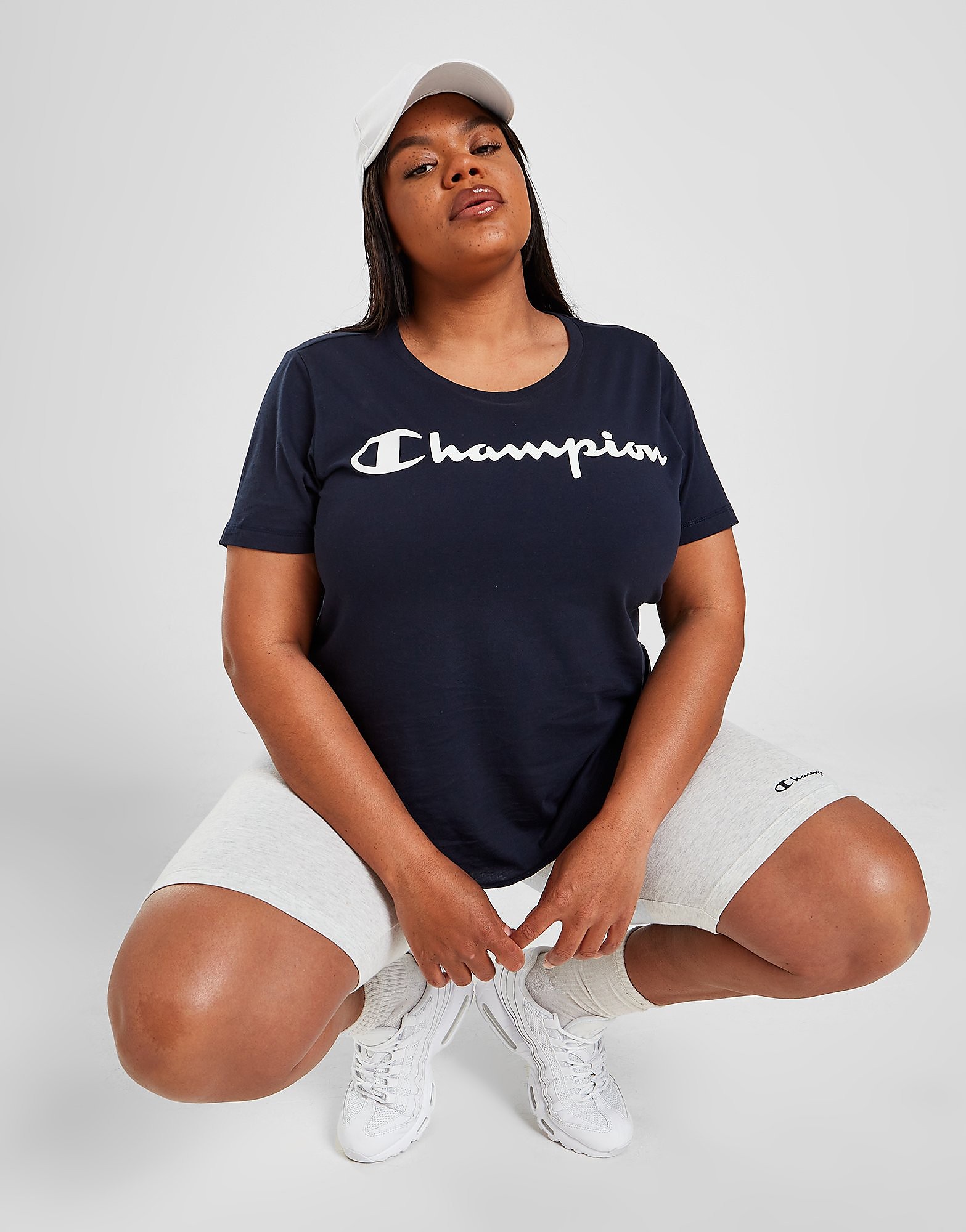 

Champion Script Logo Plus Size T-Shirt - Black/White - Womens, Black/White