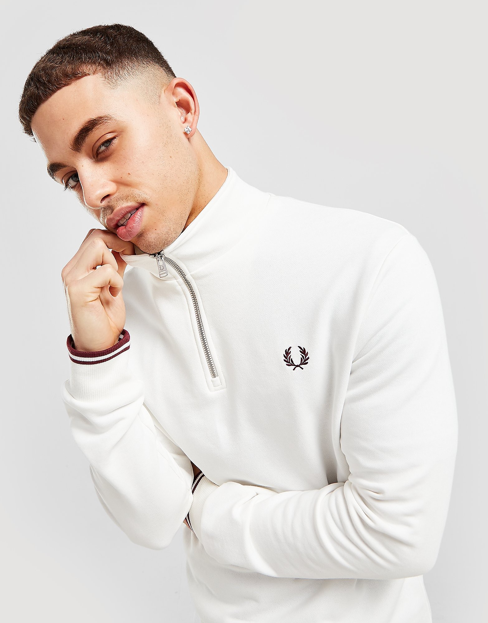 

Fred Perry 1/2 Zip Sweatshirt - White - Mens, White