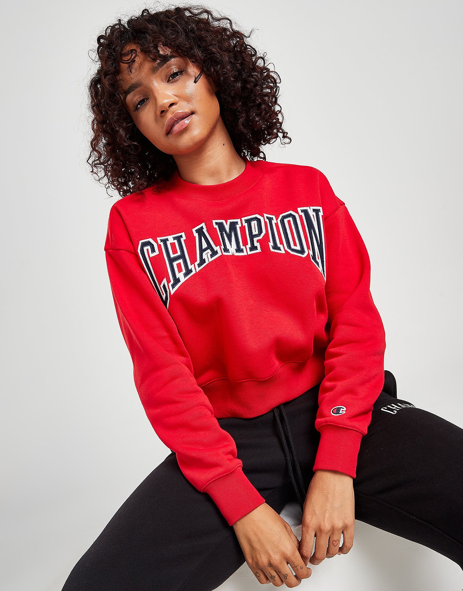

Champion Varsity Crop Crew Sweatshirt - Red - Womens, Red