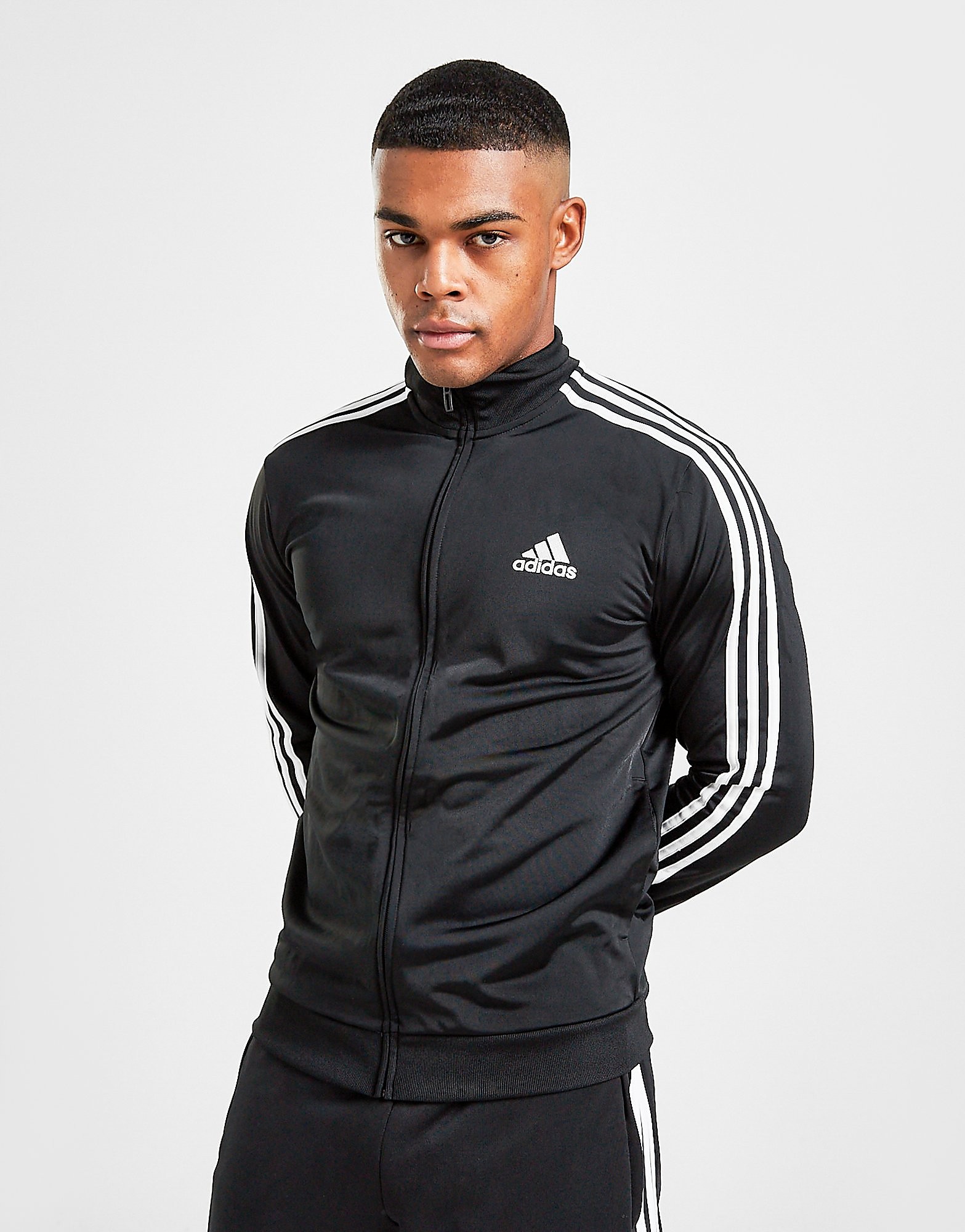 

adidas Badge of Sport 3-Stripes Poly Track Top - Black - Mens, Black