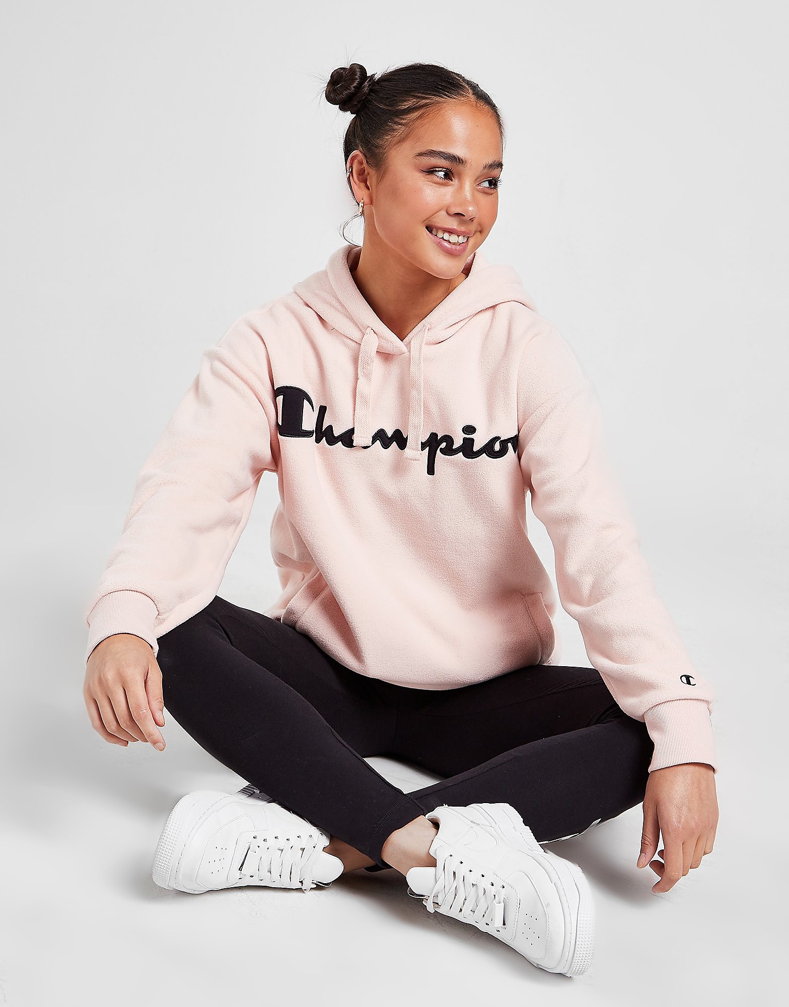 Champion Script Polar Fleece Hoodie - Pink - Womens, Pink