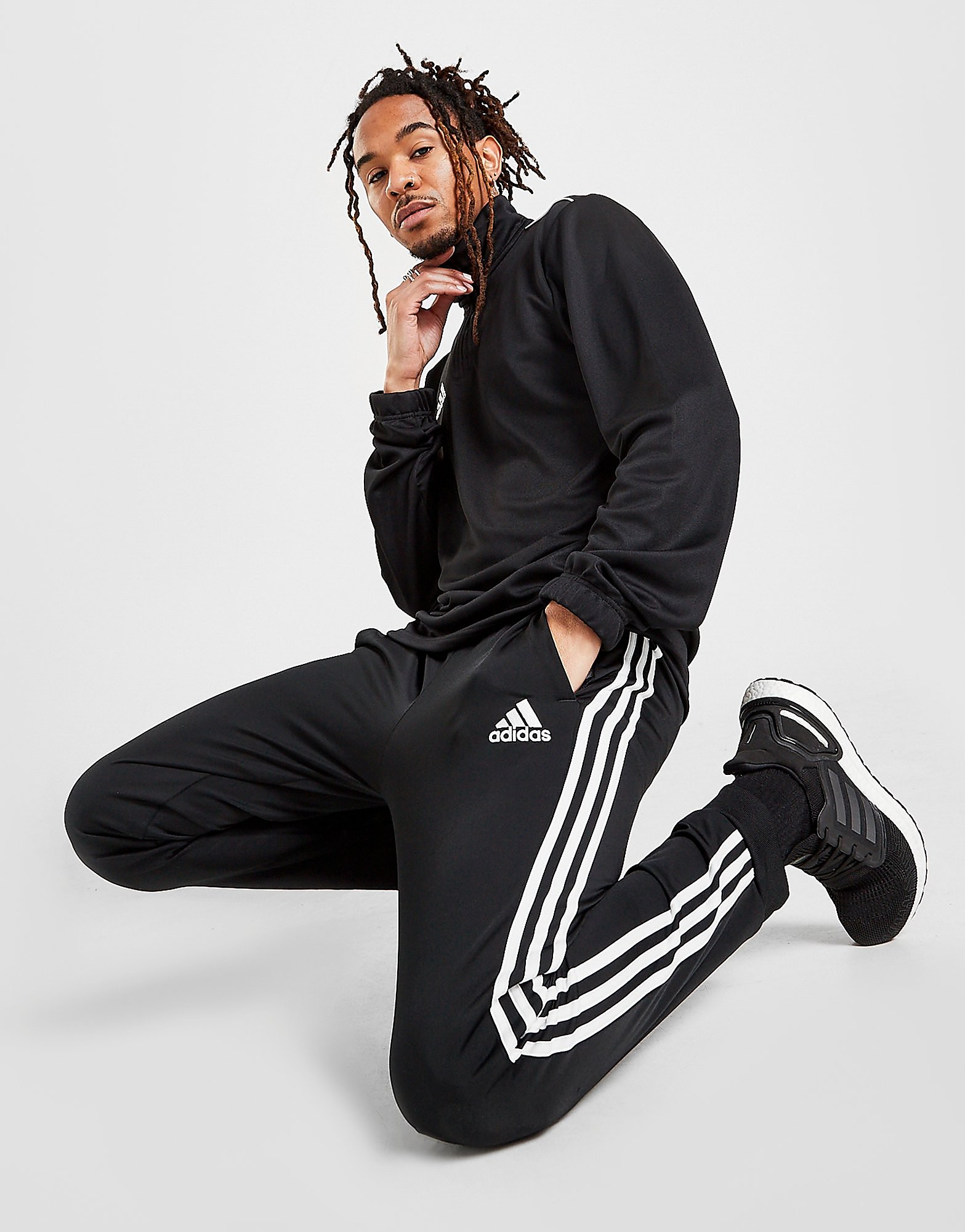 

adidas Badge of Sport 3-Stripes Poly Track Pants - Black/White - Mens, Black/White