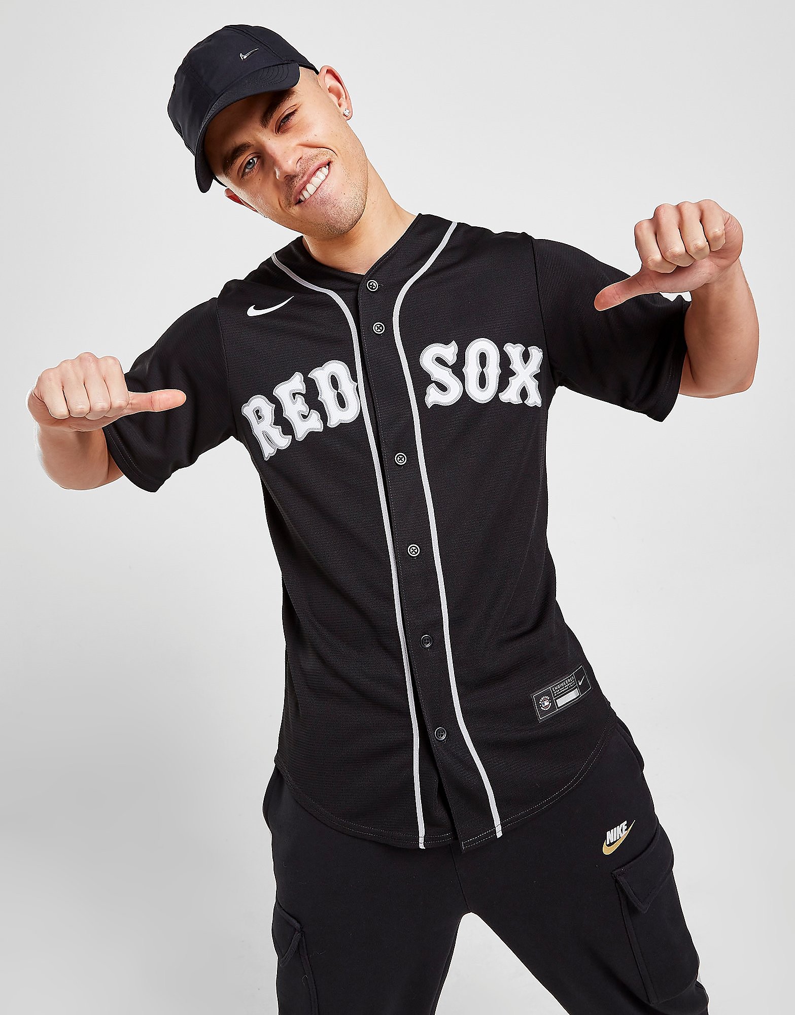 Nike MLB Boston Red Sox Blackout Jersey - Black - Mens, Black