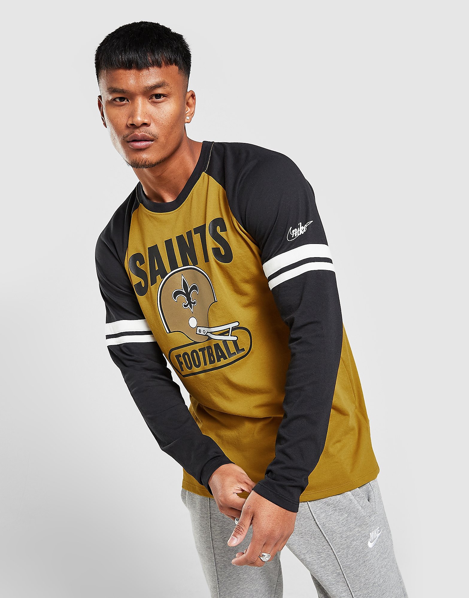 

Nike NFL New Orleans Saints Raglan Long Sleeve T-Shirt - Brown/Black - Mens, Brown/Black
