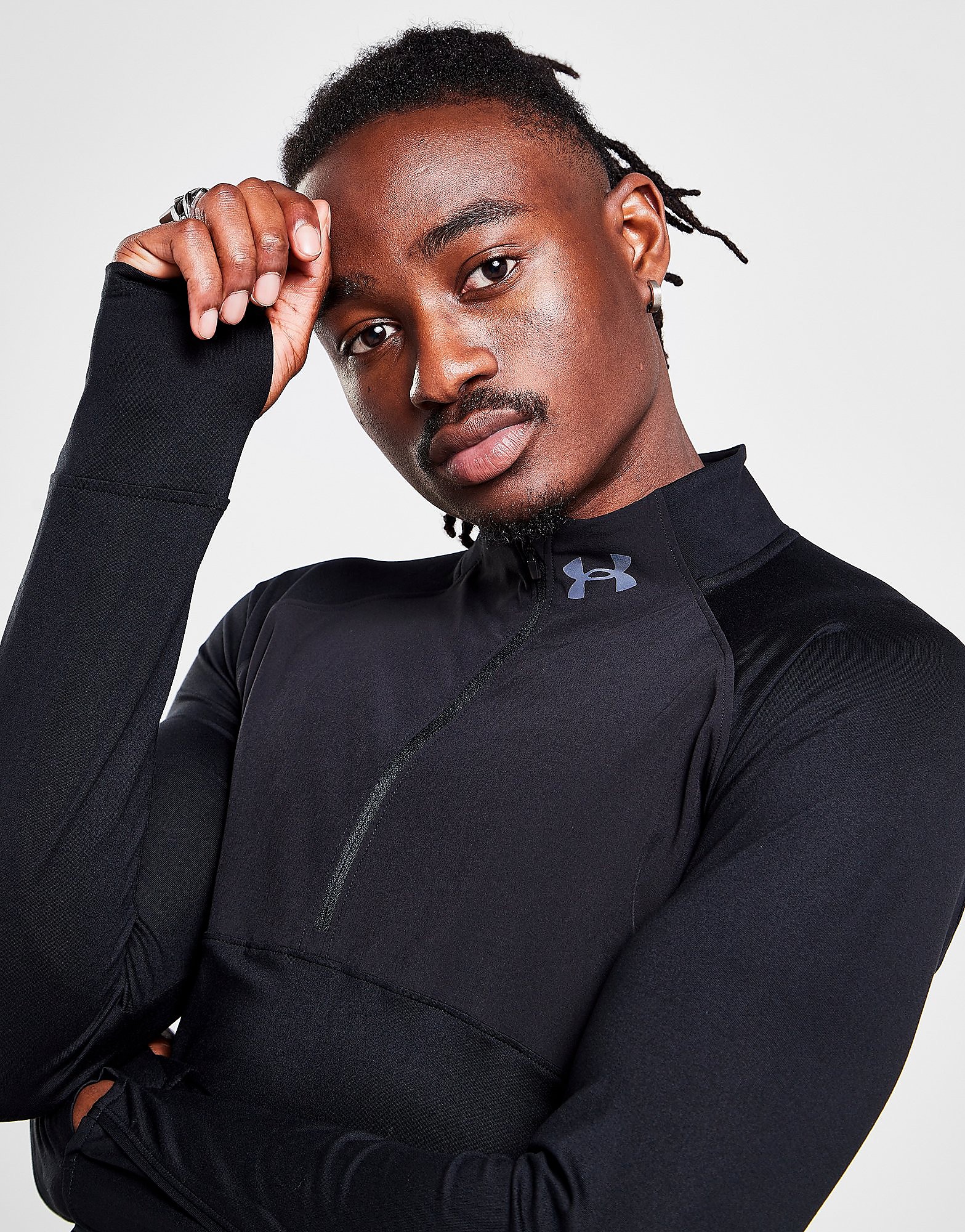 

Under Armour Qualifier 1/2 Zip Track Top - Black - Mens, Black