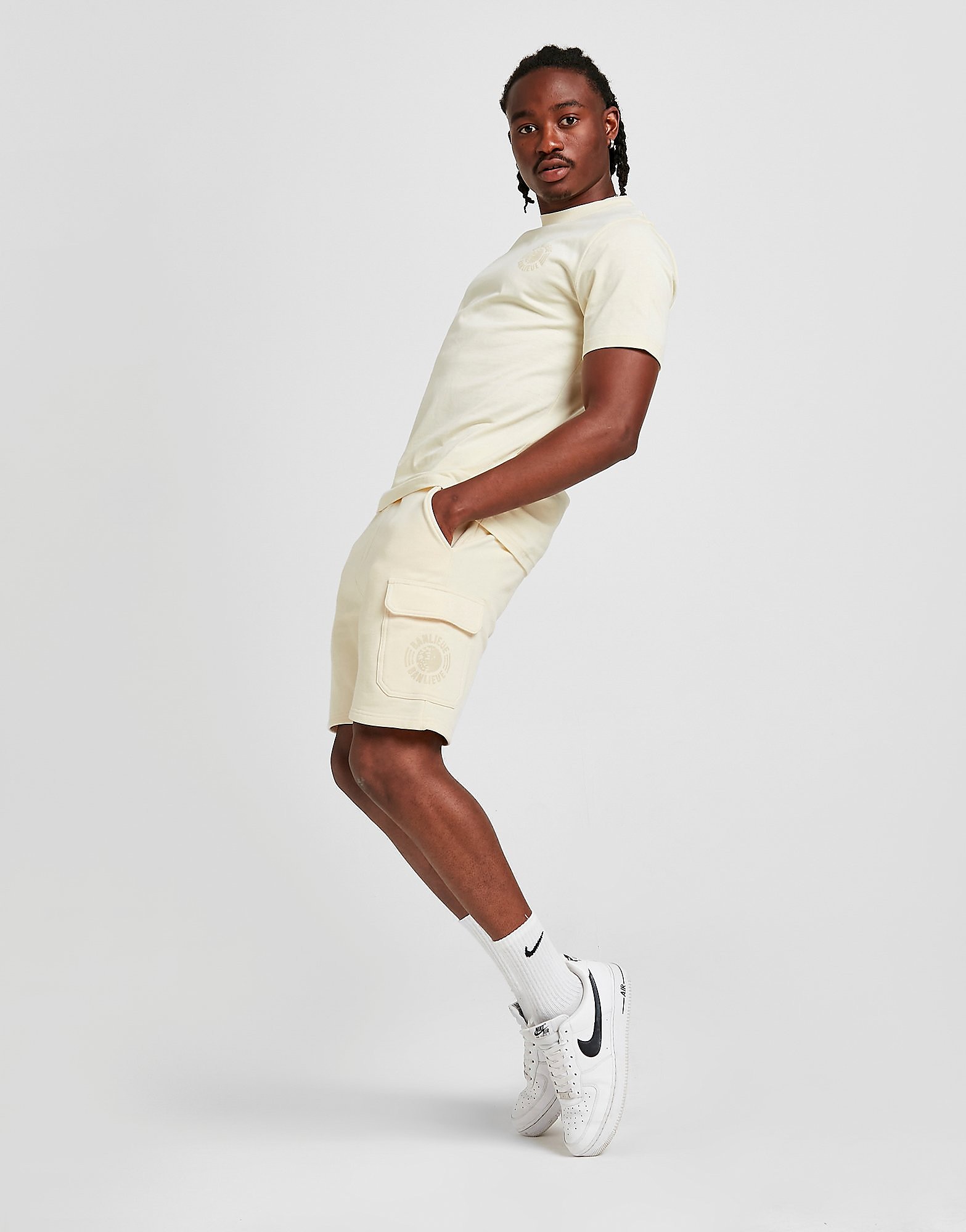 

Banlieue Fleece Cargo Shorts - White - Mens, White