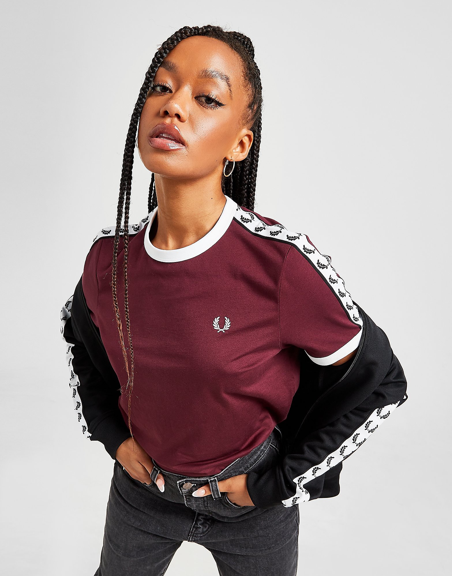 

Fred Perry Tape Ringer T-Shirt - Only at JD - Red - Womens, Red