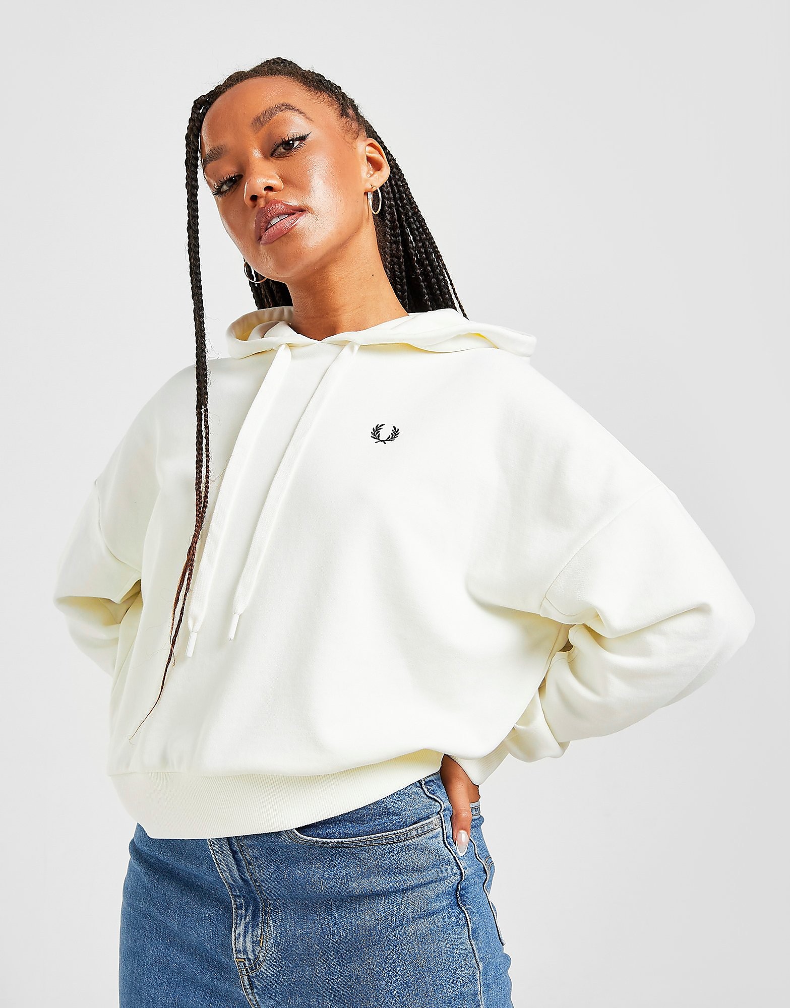 

Fred Perry Small Logo Panel Sleeve Hoodie - White - Womens, White