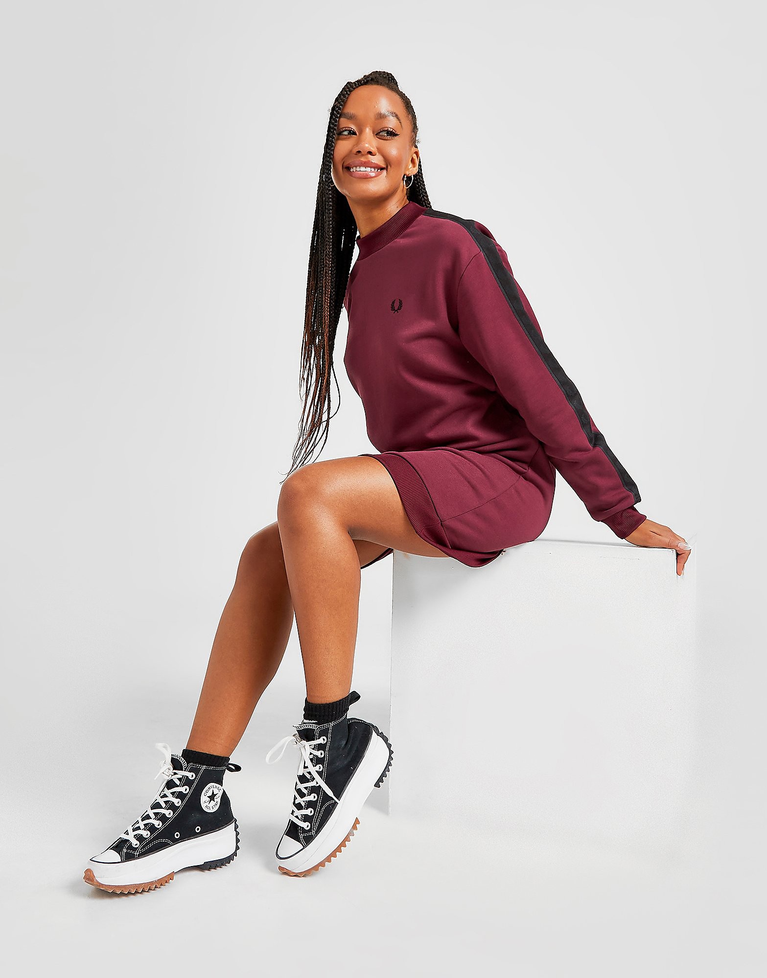 

Fred Perry Tape Sweatshirt Dress - Red - Womens, Red