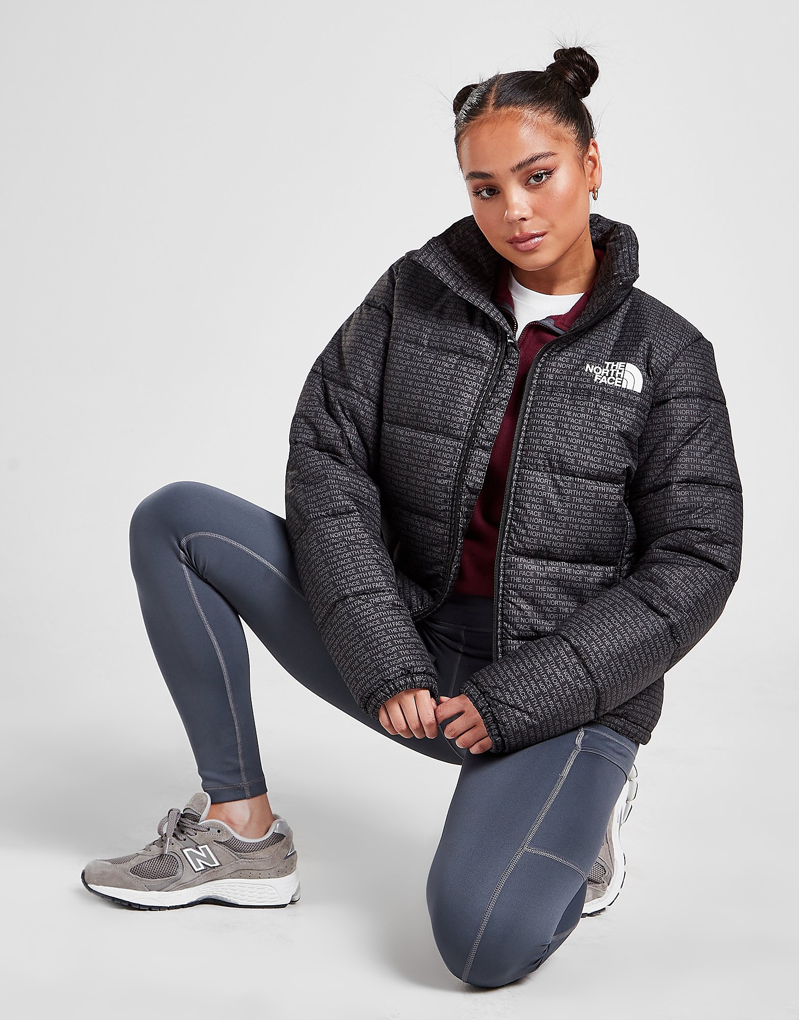 

The North Face All Over Print Logo Puffa Jacket - Only at JD - Black - Womens, Black