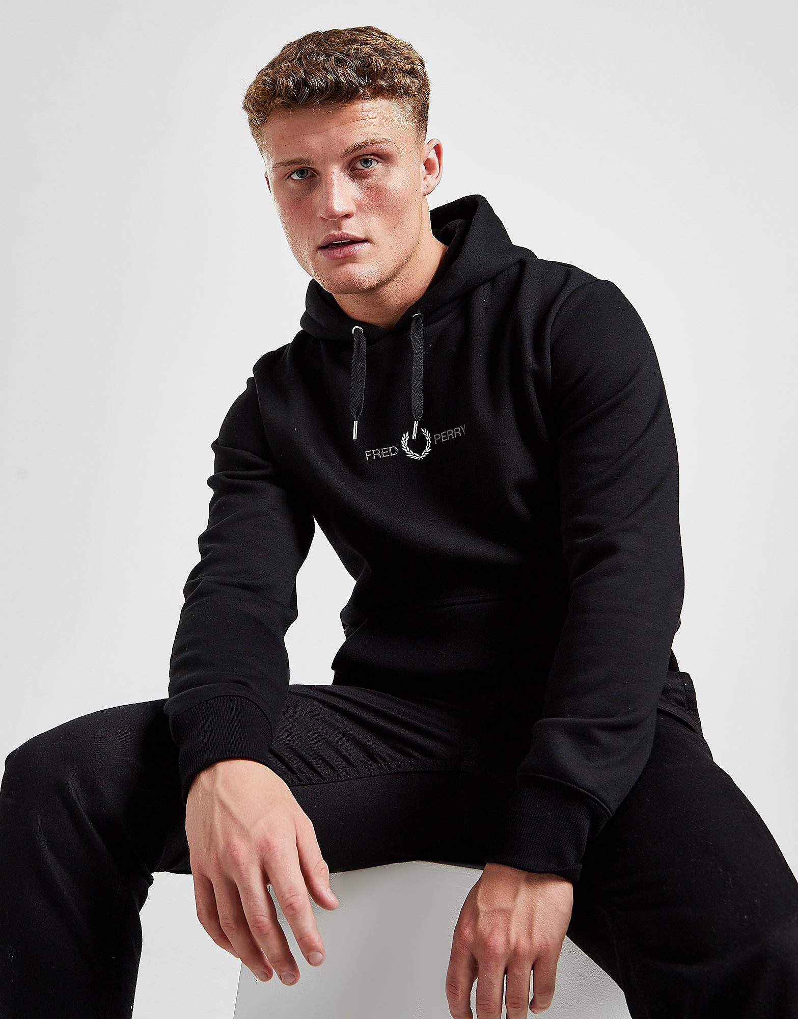 

Fred Perry Central Embroidered Logo Hoodie - Black - Mens, Black